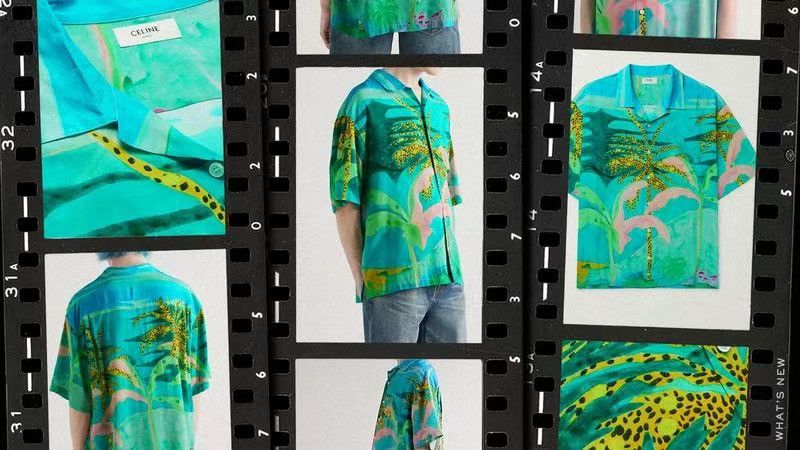 Celine CELINE BY HEDI SLIMANE 21SS Palm Tree & Wave Hawaiian Shirt Size US L / EU 52-54 / 3 - 12 Thumbnail