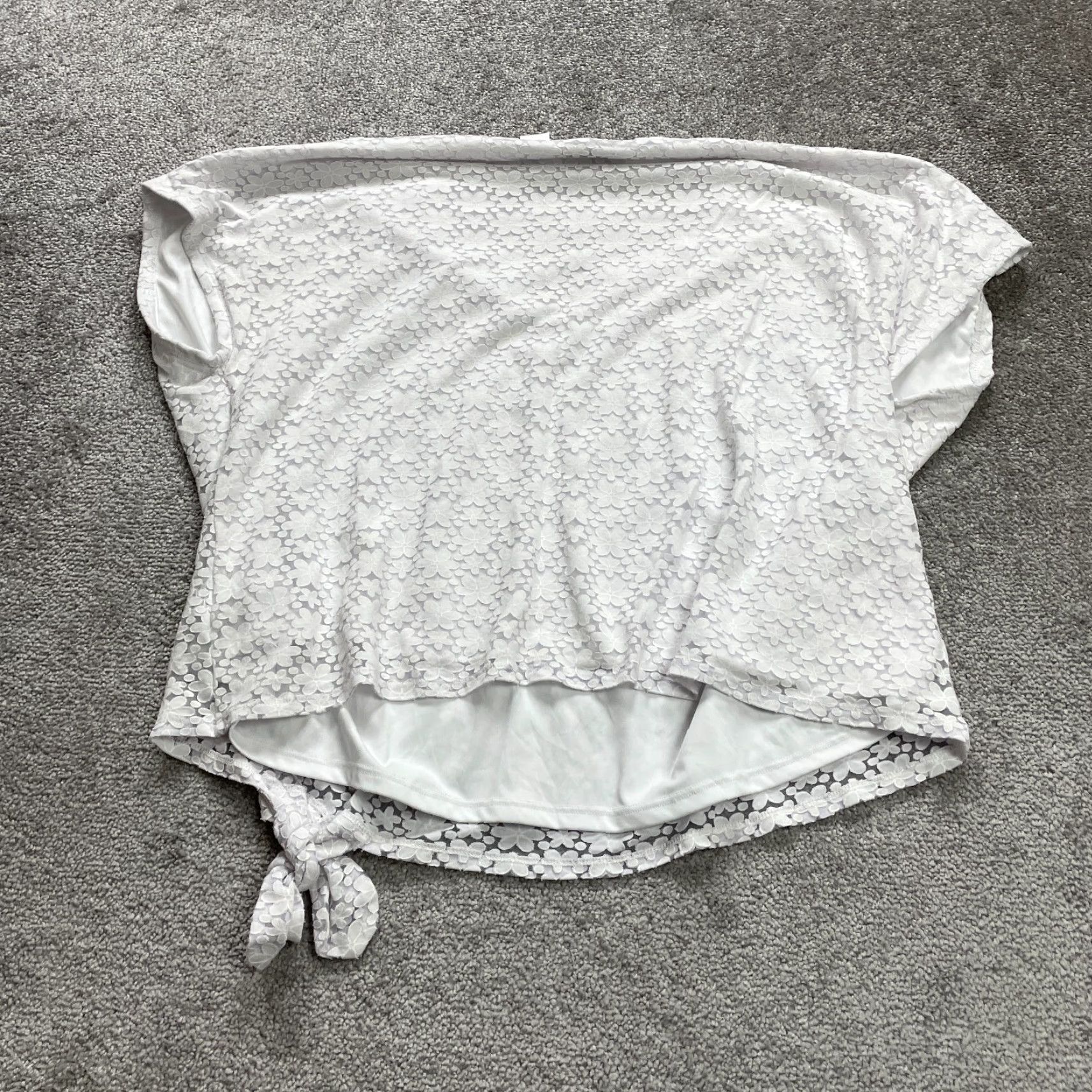 Vintage Alfred Dunner Blouse Womens 2XL White Lace Floral V-Neck Beaded Short Sleeve Top Size XXL / US 16-18 / IT 52-54 - 2 Thumbnail