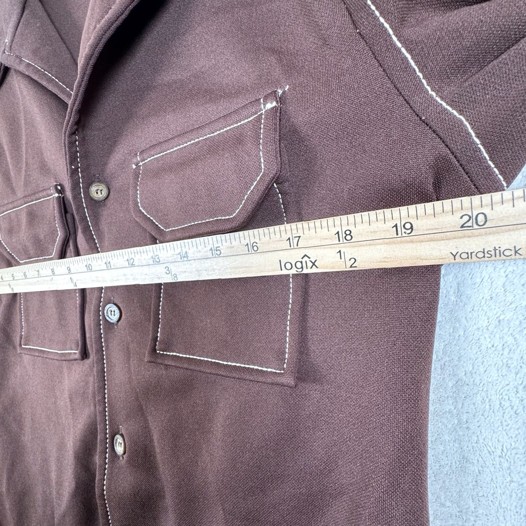 JCPenney VINTAGE JCPenney Men's M Brown Retro Button-Front Shirt Hippie Disco Wide Lapel Collar 1970s Mens Brown Shirt Disco Vintage Look Size US M / EU 48-50 / 2 - 7 Thumbnail
