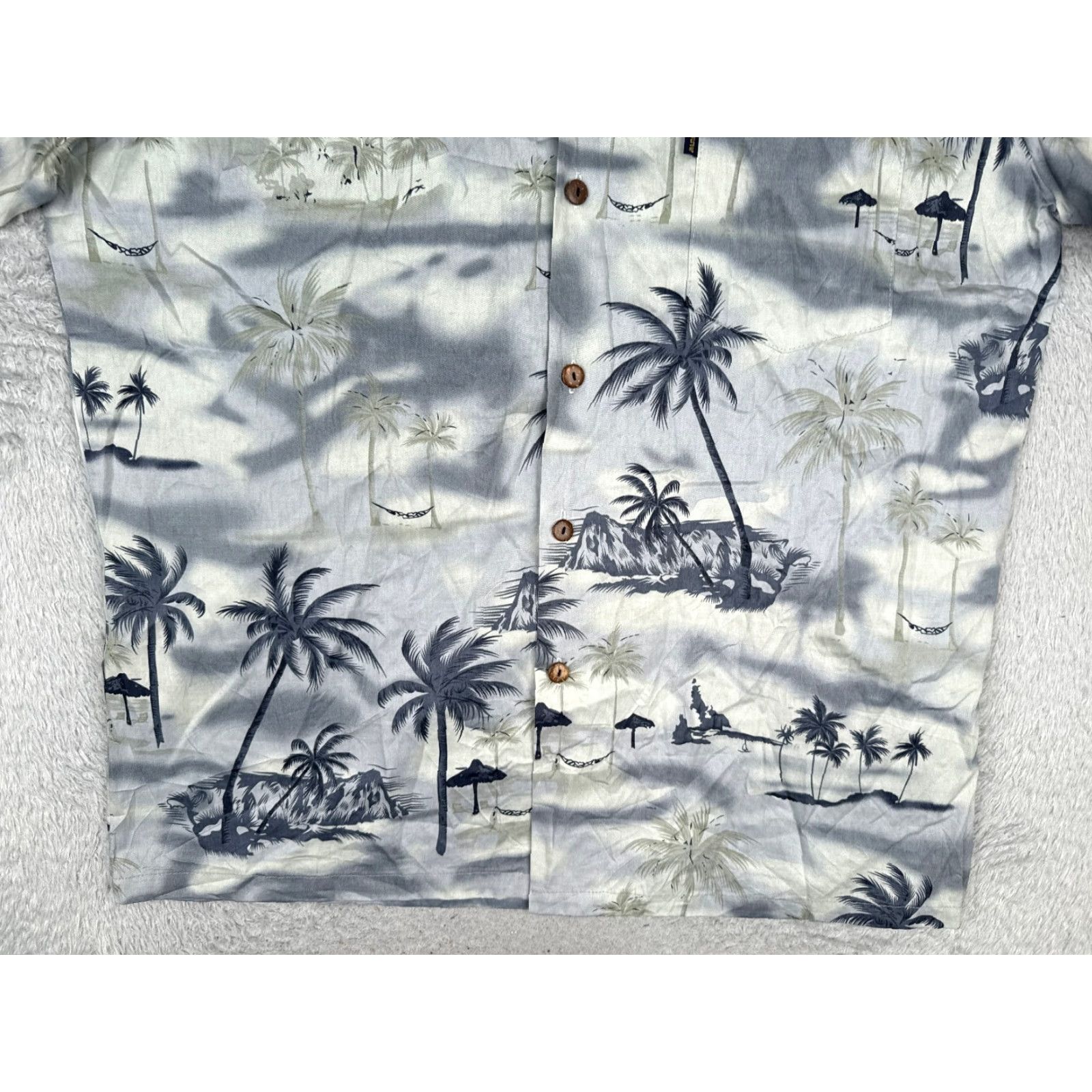 Vintage Palmwave Shirt Men 2XL Gray Blue 100% Cotton Short Sleeve Button-Up Hawaiian Floral Vintage No Size US XXL / EU 58 / 5 - 5 Thumbnail