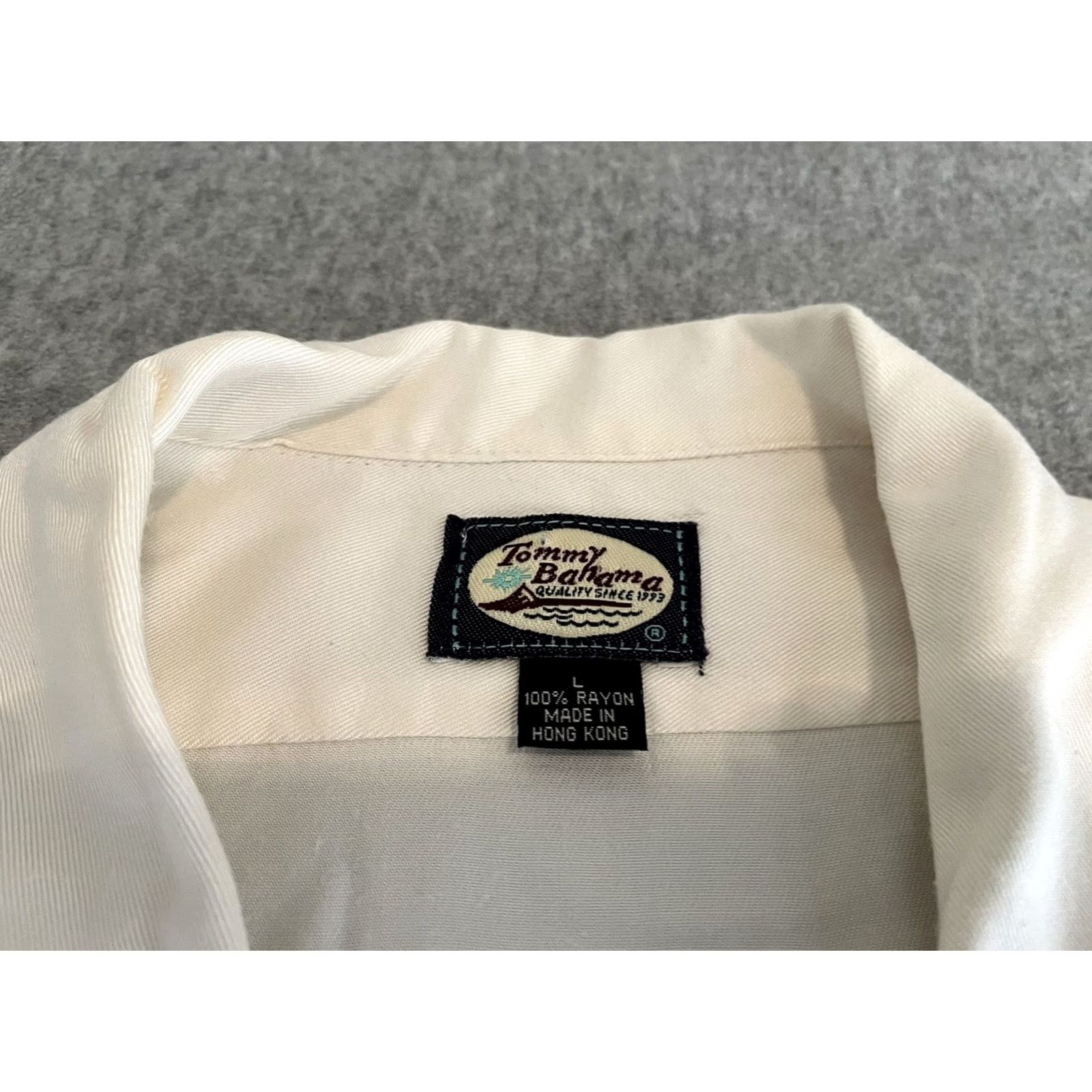 Tommy Bahama Tommy Bahama Rayon Embroidered Shirt Bar None Martini Mens Large Ivory Hawaiian Size US L / EU 52-54 / 3 - 5 Thumbnail