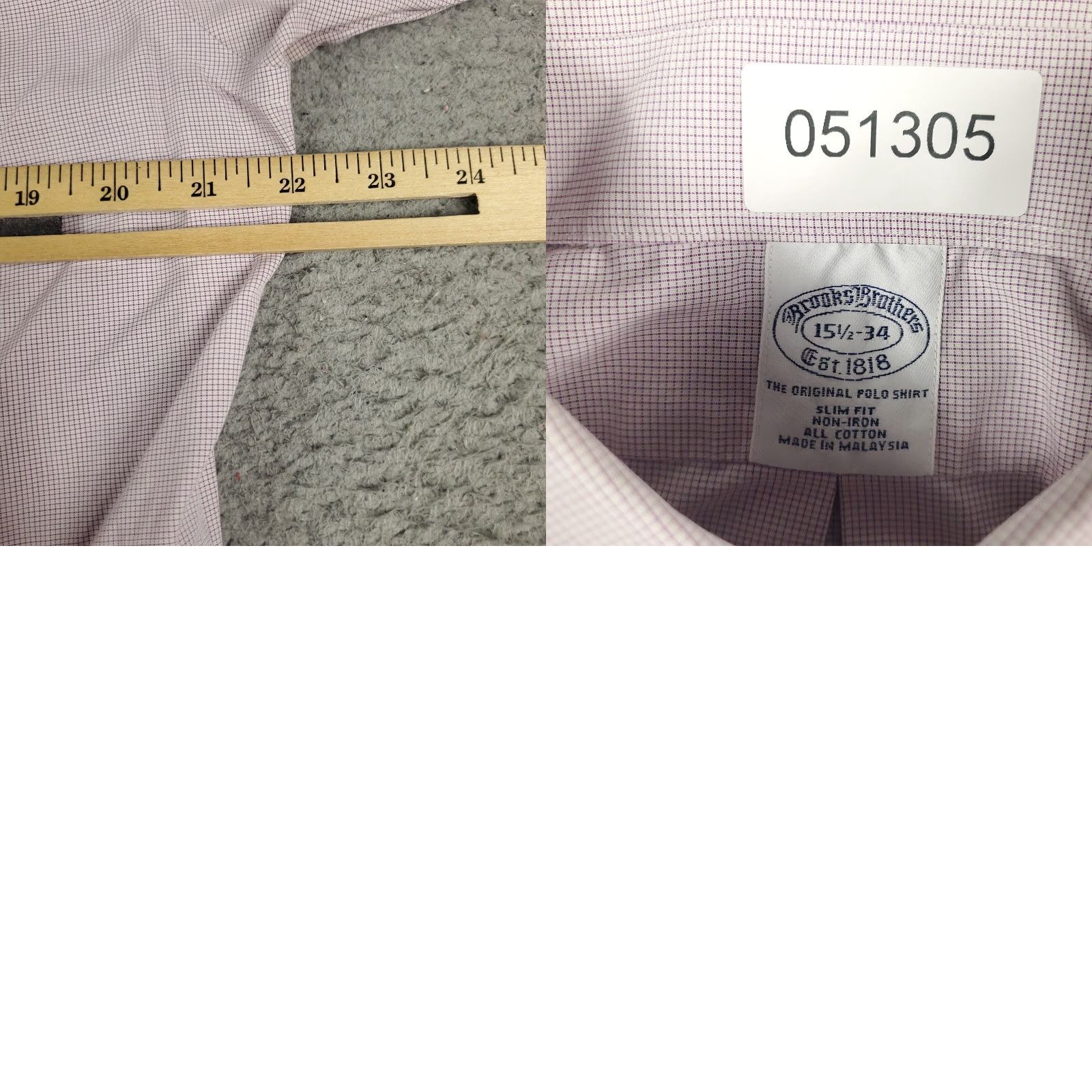 Brooks Brothers Brooks Brothers Shirt Mens 15.5 Purple Check Dress Shirt Long Sleeve Button Up Regular Fit Cotton Size 40R - 8 Thumbnail