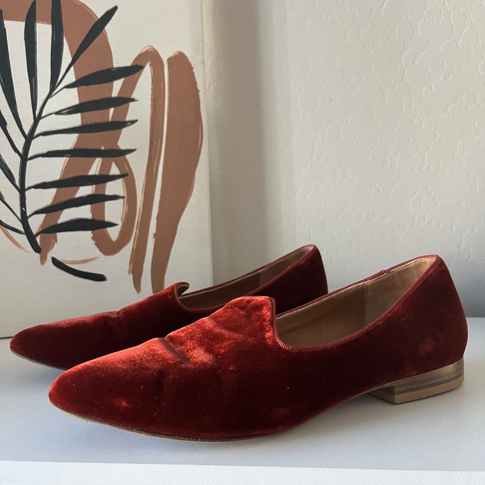 Le Monde Beryl Le Monde Beryl Red Velvet Venetian Slipper Flat Loafers 37 Size US 7 / IT 37 - 1 Thumbnail