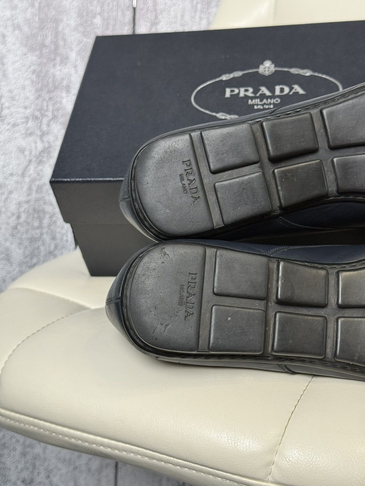 Prada PRADA Navy Leather Lace Up Men’s Shoes With Logo (2ED 034) Size US 11 / EU 44 - 20 Thumbnail