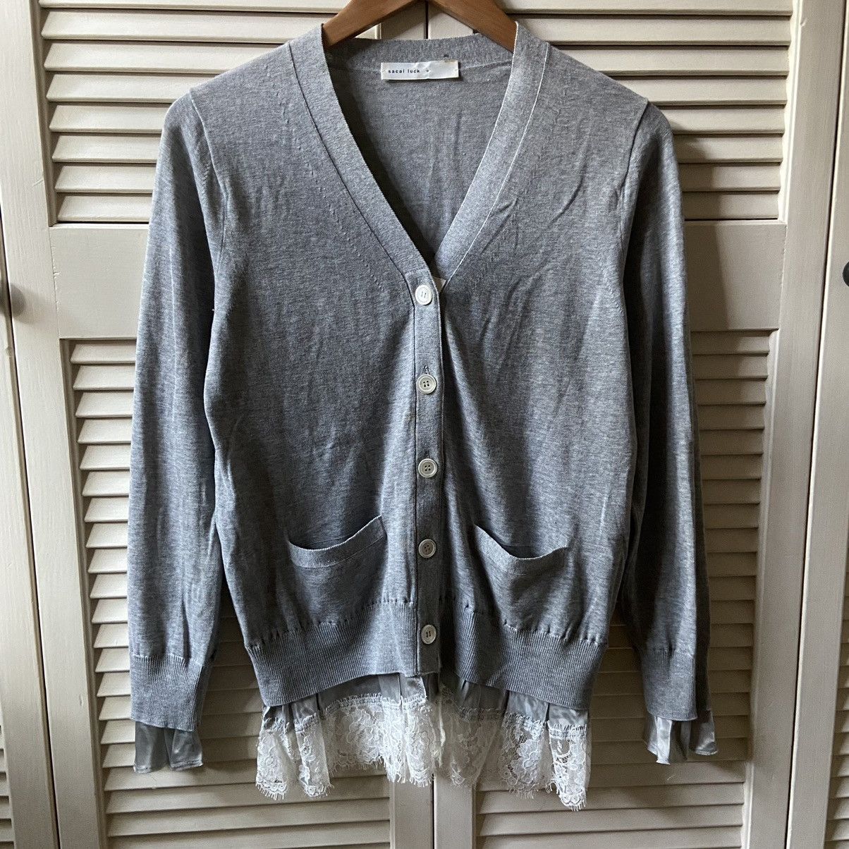Sacai Sacai Luck Japan Grey Cardigan Sweater Lace Details Coquette Size M / US 6-8 / IT 42-44 - 1 Thumbnail