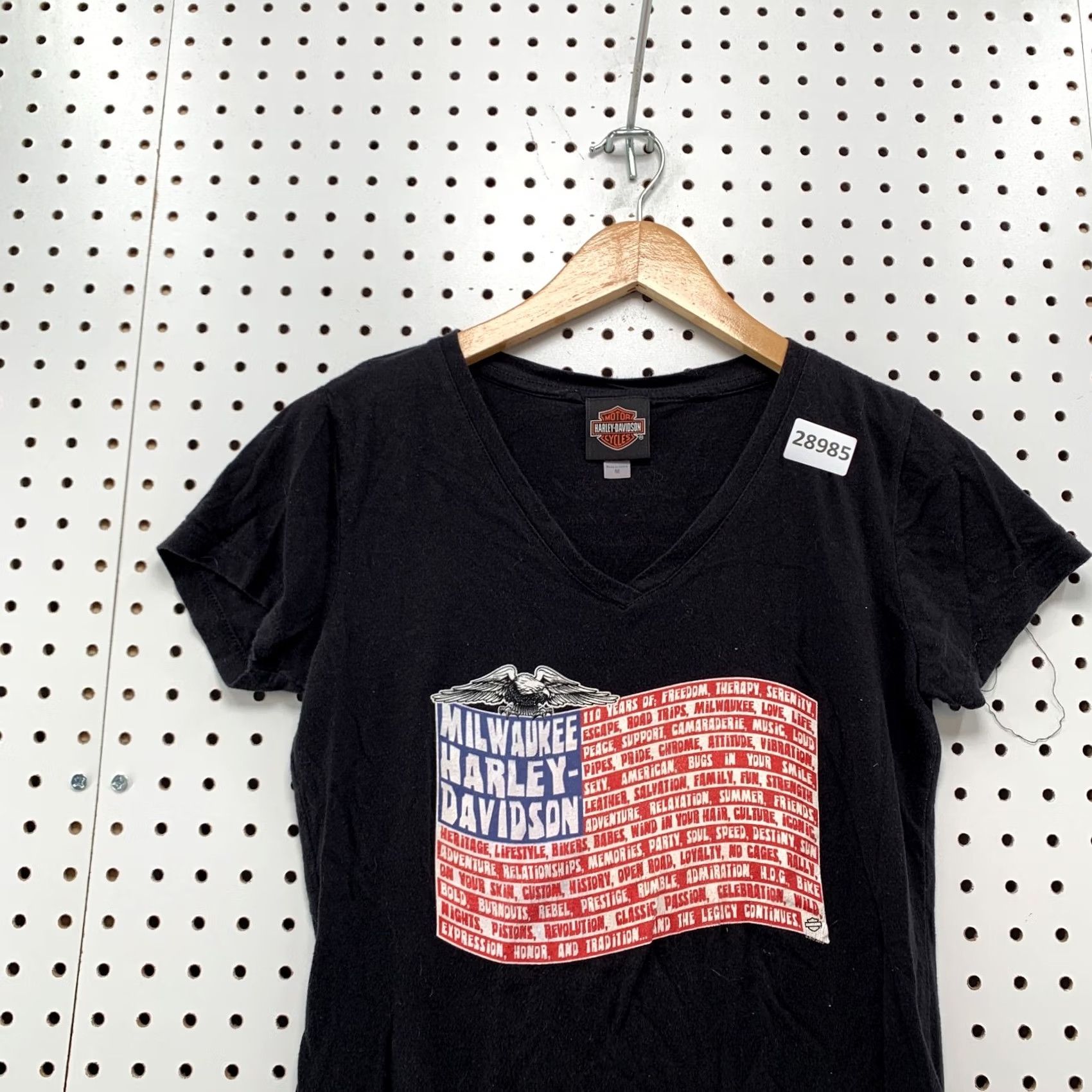 Harley Davidson Harley-Davidson Motorcycle Womens M Top Black USA Flag V-Neck T-Shirt Size M / US 6-8 / IT 42-44 - 6 Thumbnail