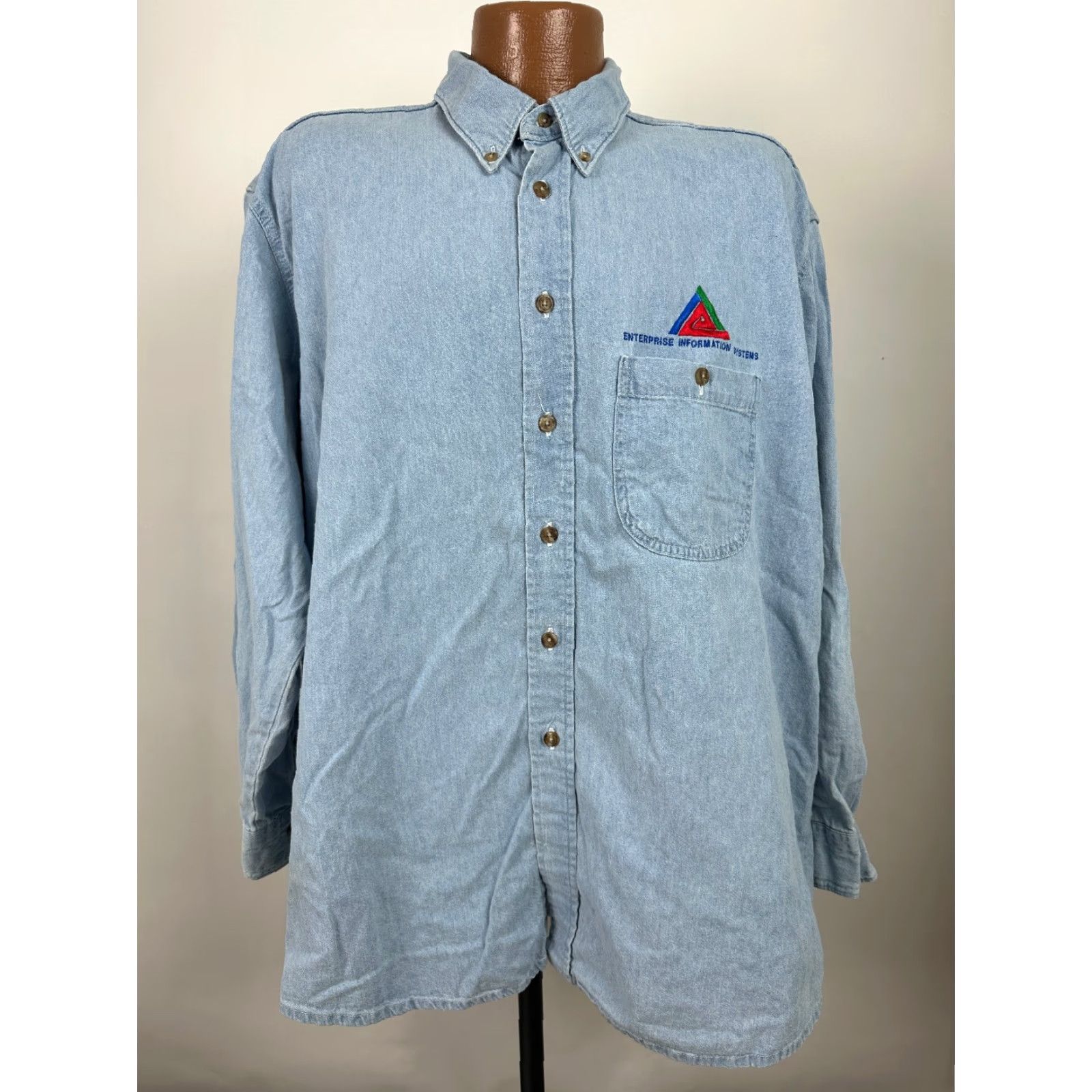Denime VINTAGE Three River Denim Shirt Mens XL Oversized Button-Up Collared Blue 2000s Y2K Hipster Casual Business Size US XL / EU 56 / 4 - 3 Thumbnail