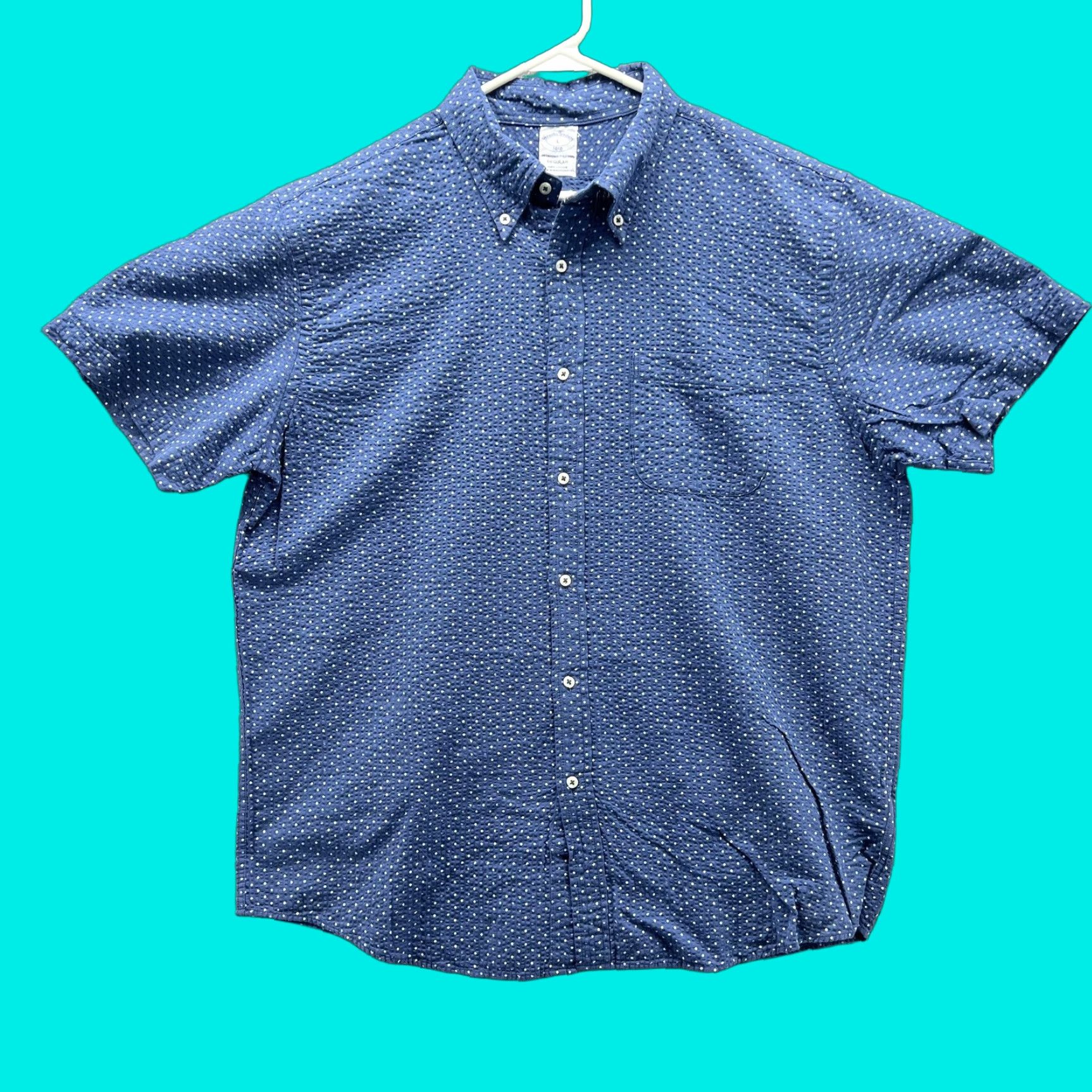 Brooks Brothers Brooks Brothers Shirt Mens Large Blue Polka Dot Short Sleeve Button Front Casual Size US L / EU 52-54 / 3 - 1 Thumbnail