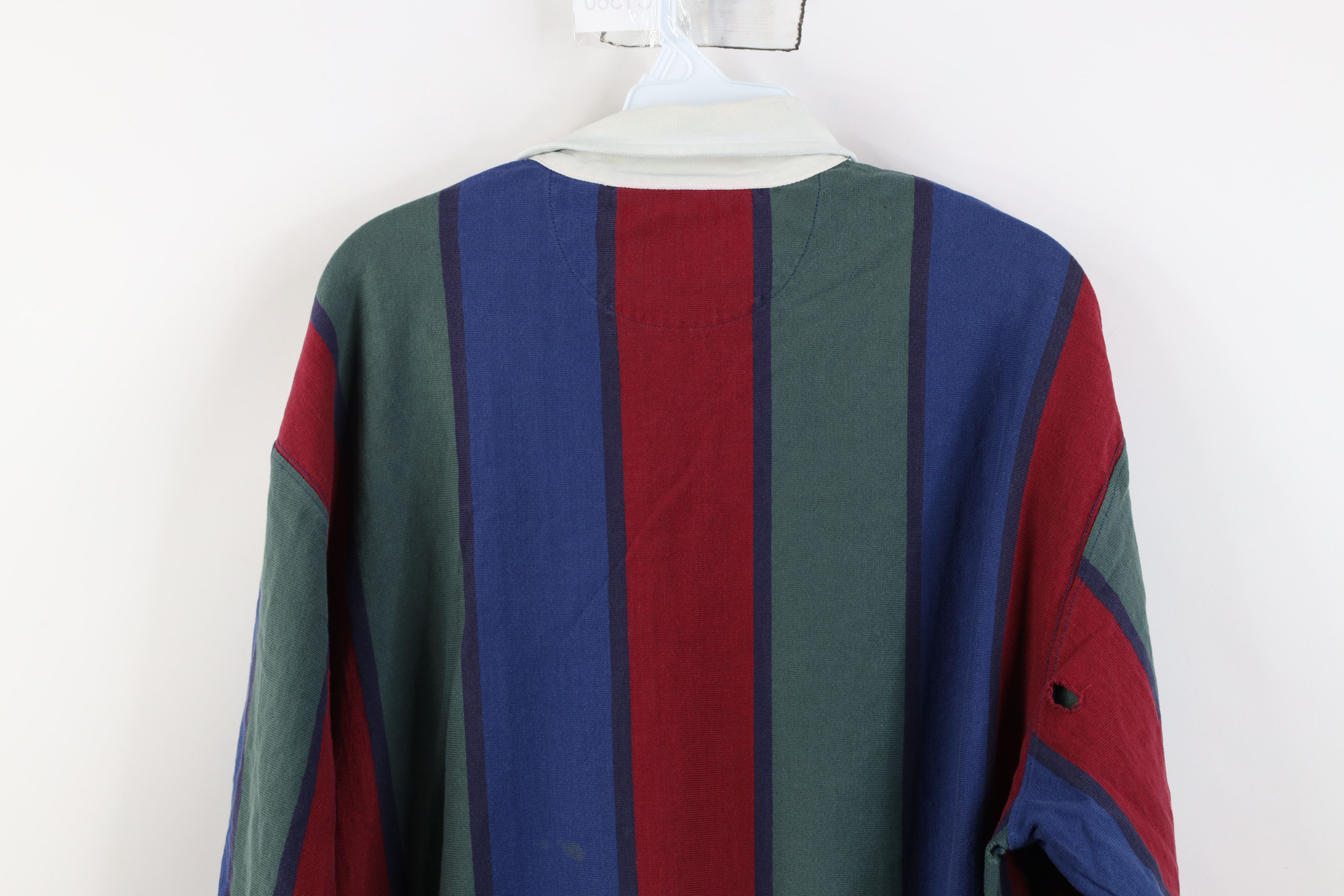 Lands' End Vintage 90s Lands End Striped Long Sleeve Rugby Polo Shirt Size US L / EU 52-54 / 3 - 14 Thumbnail