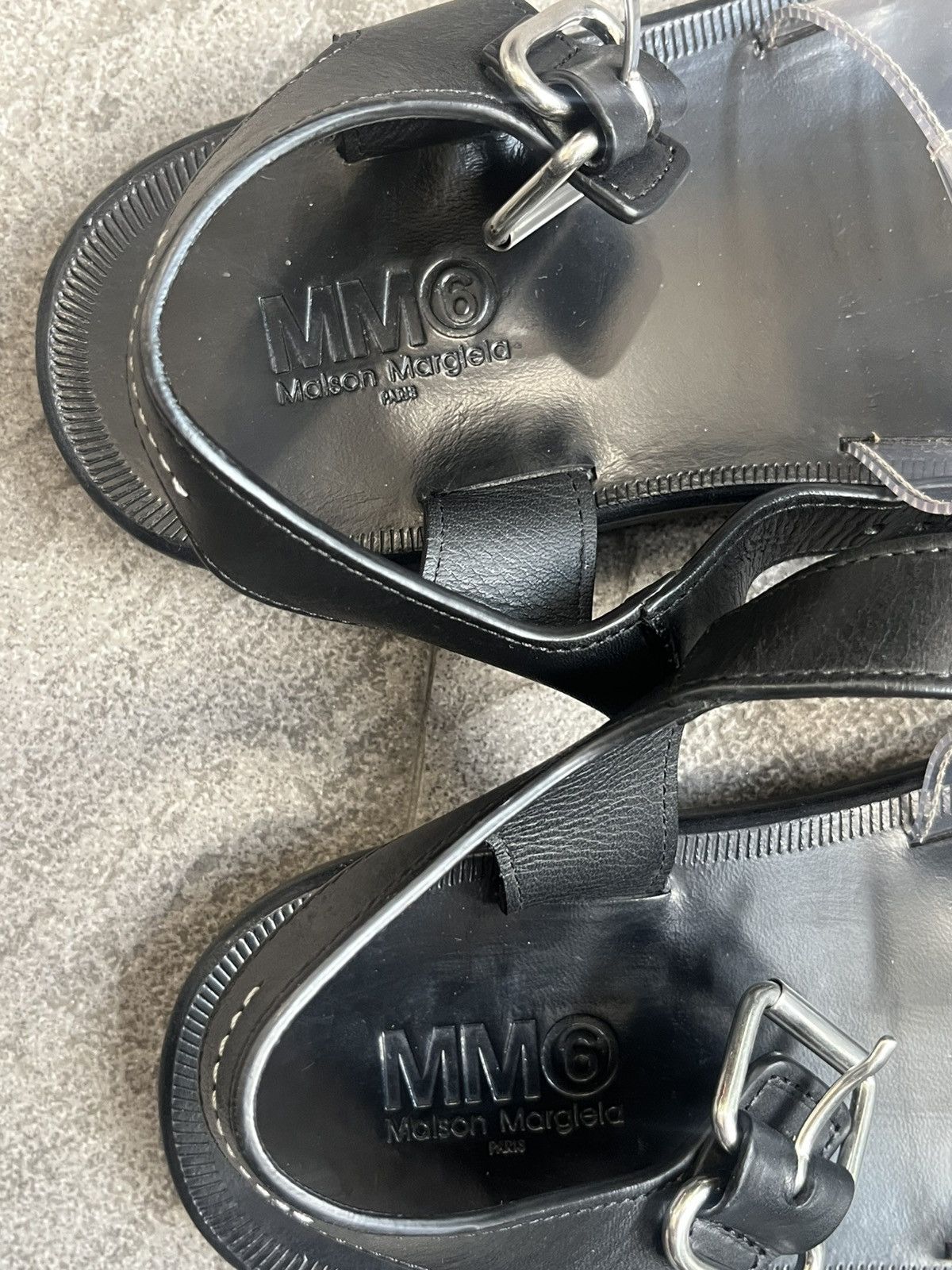 Maison Margiela MM6 Maison Margiela Clear PVC Sandals Black Leather Strap Size US 8 / IT 38 - 8 Thumbnail