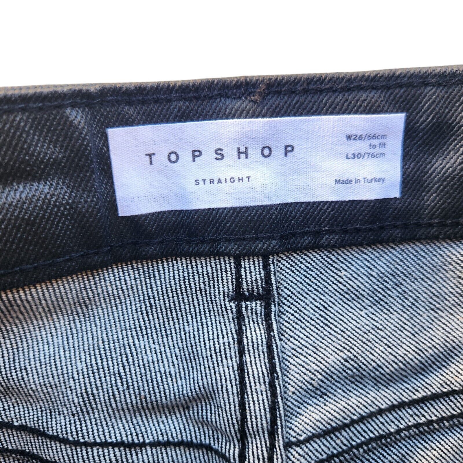 Topshop Topshop Women Black Cropped Straight Jeans Size W26 L30 Size 26" / US 2 / IT 38 - 6 Thumbnail