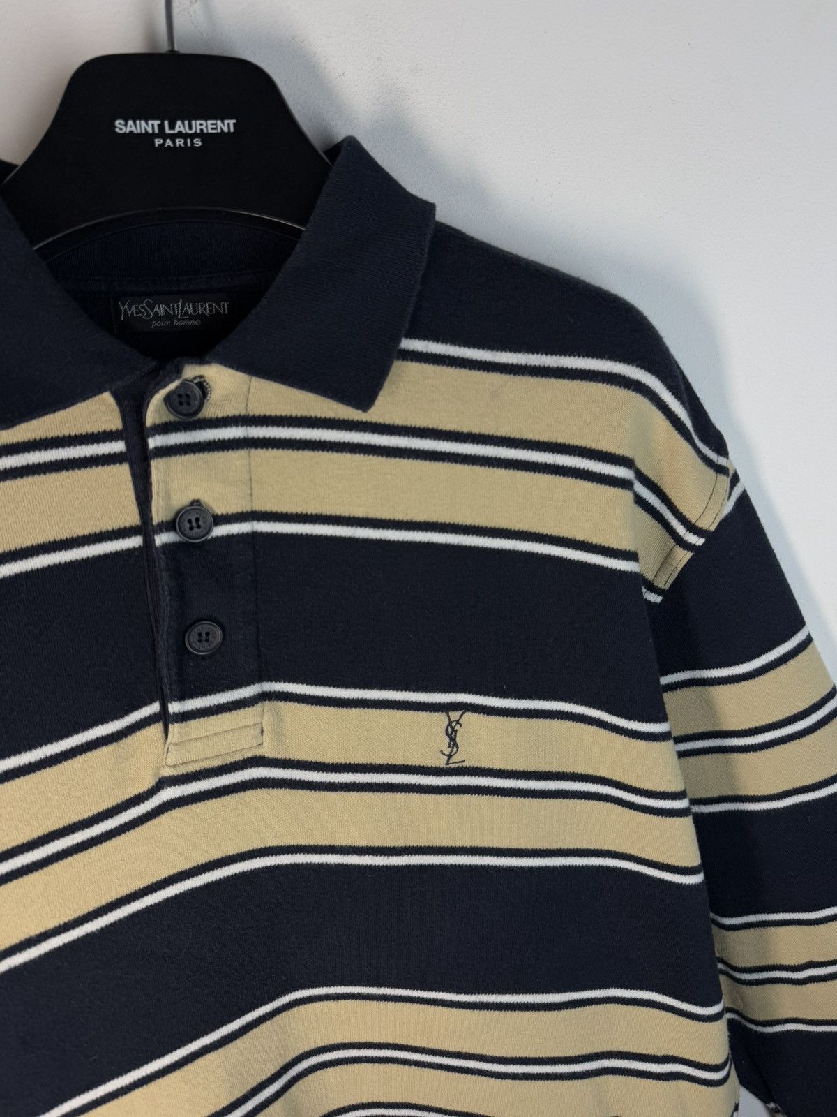 90s YSL Sweatshirt 1/4 Button Up Sweater Vintage rare