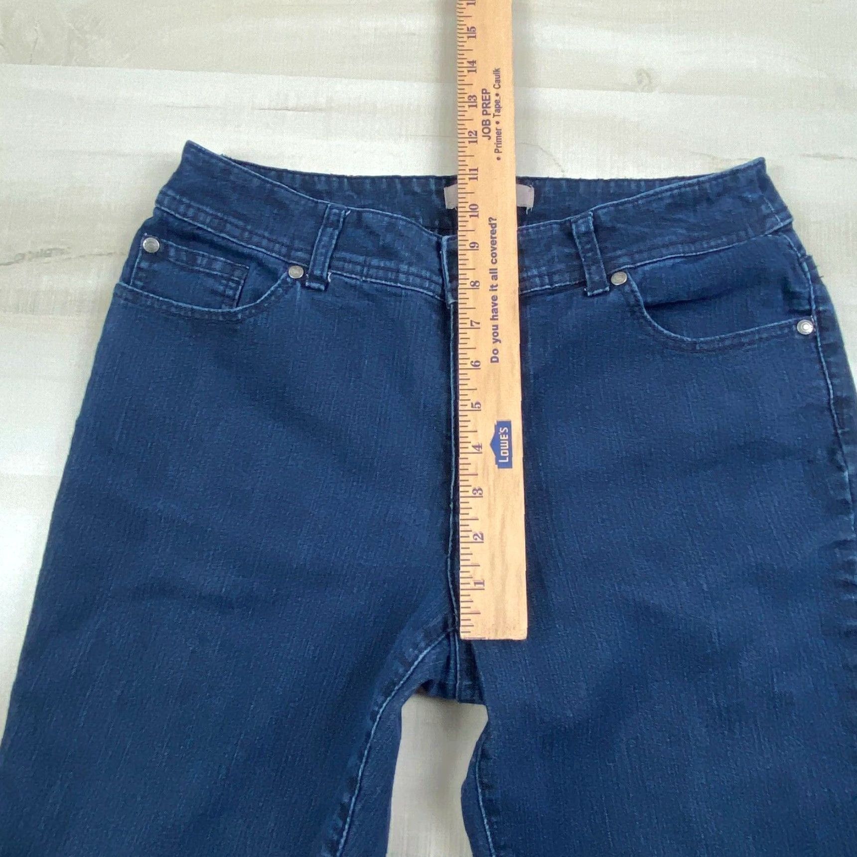 Vintage Chico's Women's Straight Jeans 6 Regular Mid Rise Dark Blue Embellished Stretch Size 28" / US 6 / IT 42 - 5 Thumbnail