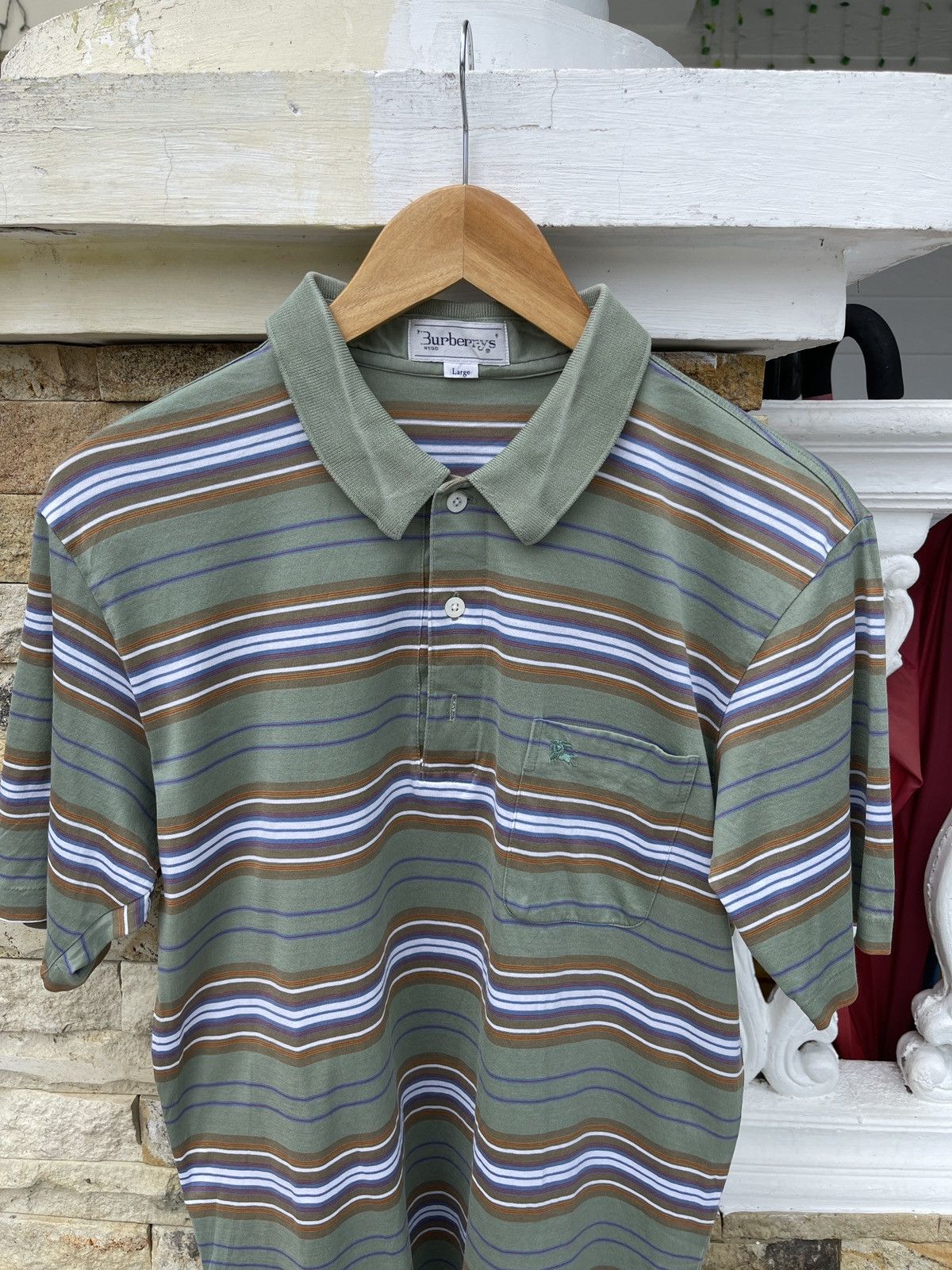 Burberry × OVER THE STRiPES × Vintage Last Drop🔥Rare🔥Vintage BURBERRY’S Polo Striped Shirt Size US M / EU 48-50 / 2 - 1 Thumbnail