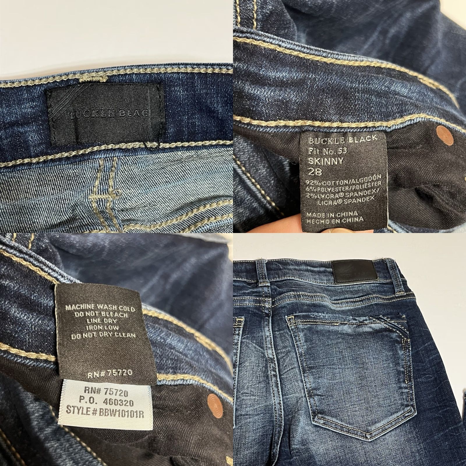 Buckle Black Buckle Black Jeans Womens Tag 28 Skinny Blue Stretch Whiskered 28x31 Denim Slim Mid Rise Pocket 5 Size 28" / US 6 / IT 42 - 8 Thumbnail
