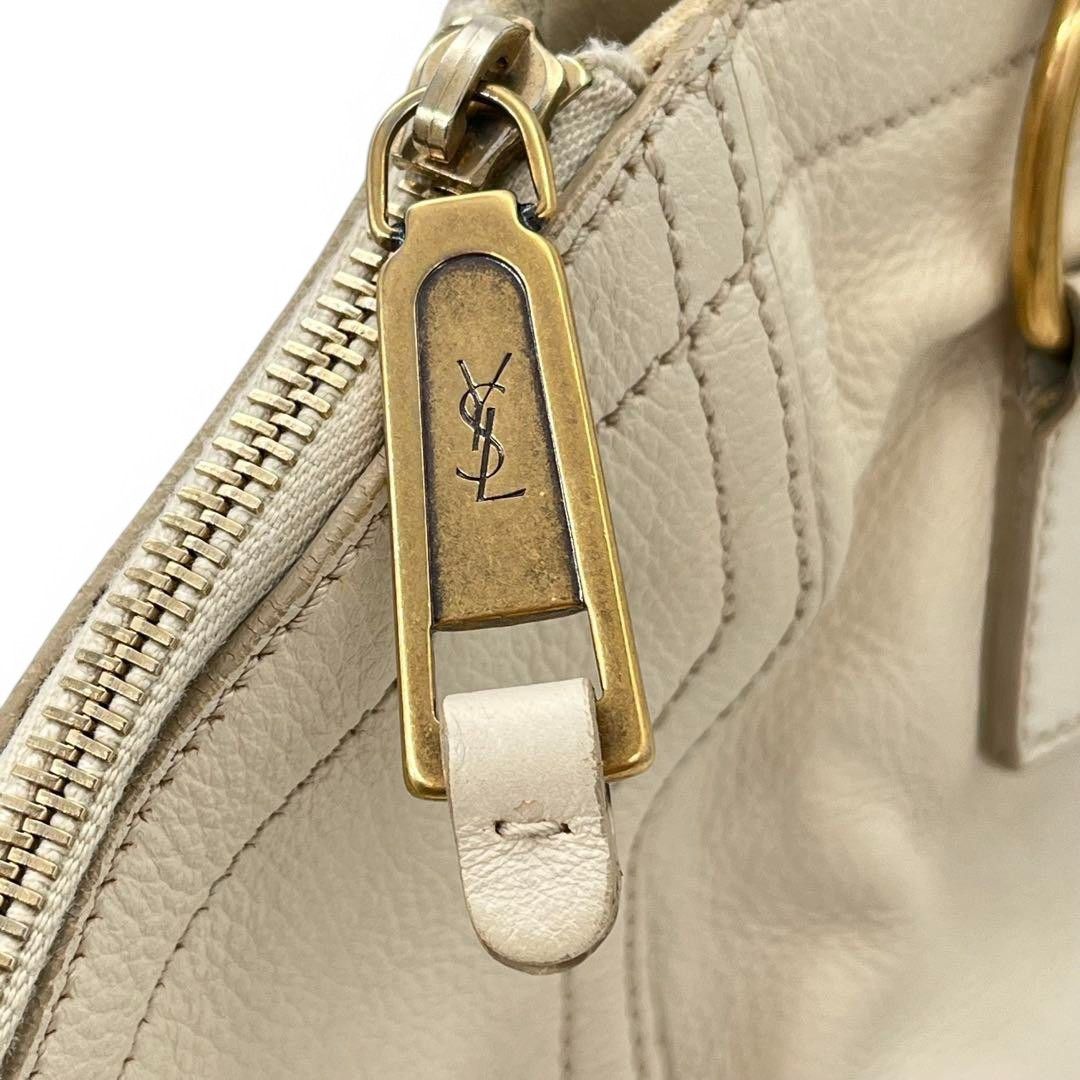 Yves Saint Laurent Yves Saint Laurent - Cassandra Handbag YSL Leather White Size ONE SIZE - 9 Thumbnail