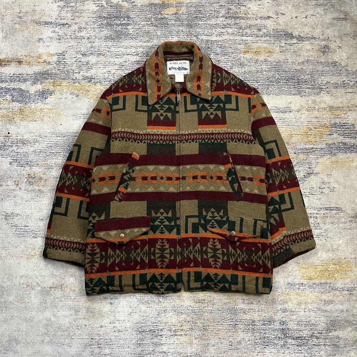 Vintage Vintage 90s active gear navajo aztec wool hunting jacket | Grailed