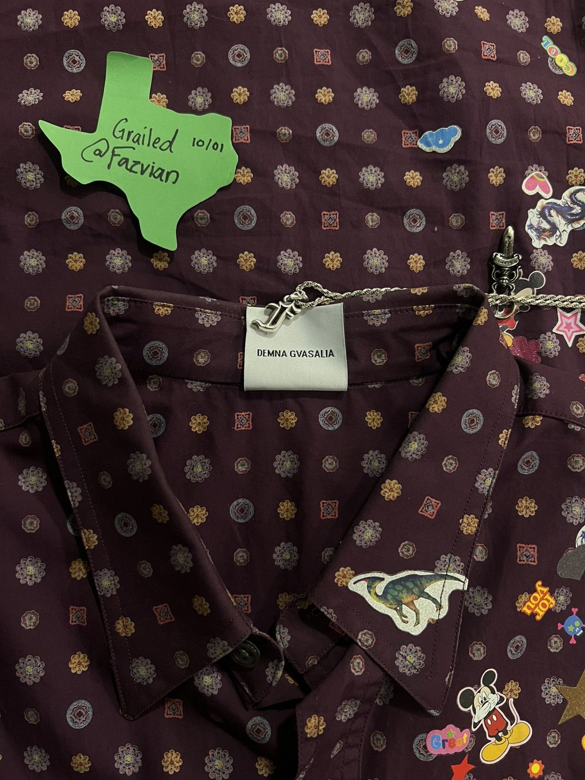 Vetements Purple Paisley Button-up Sticker Shirt Unisex Fits L Size US XS / EU 42 / 0 - 5 Thumbnail