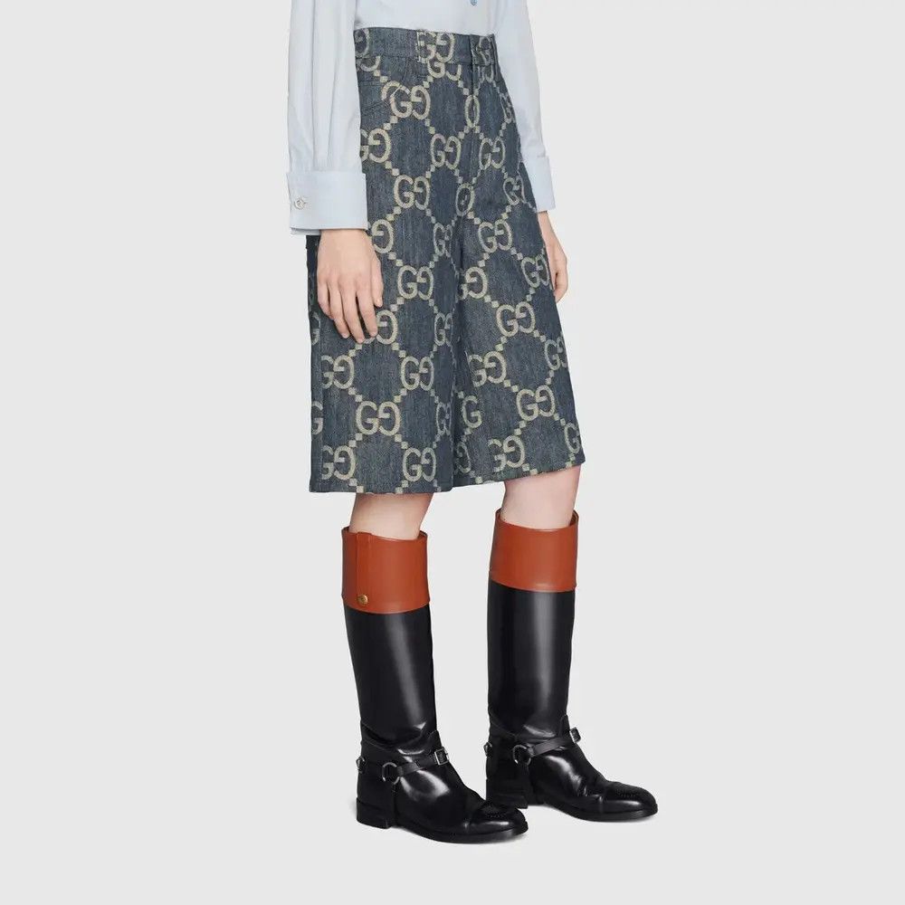 Gucci o1loc1c0925 Jumbo GG Denim Shorts in Indigo/Beige Size US 39 - 3 Thumbnail