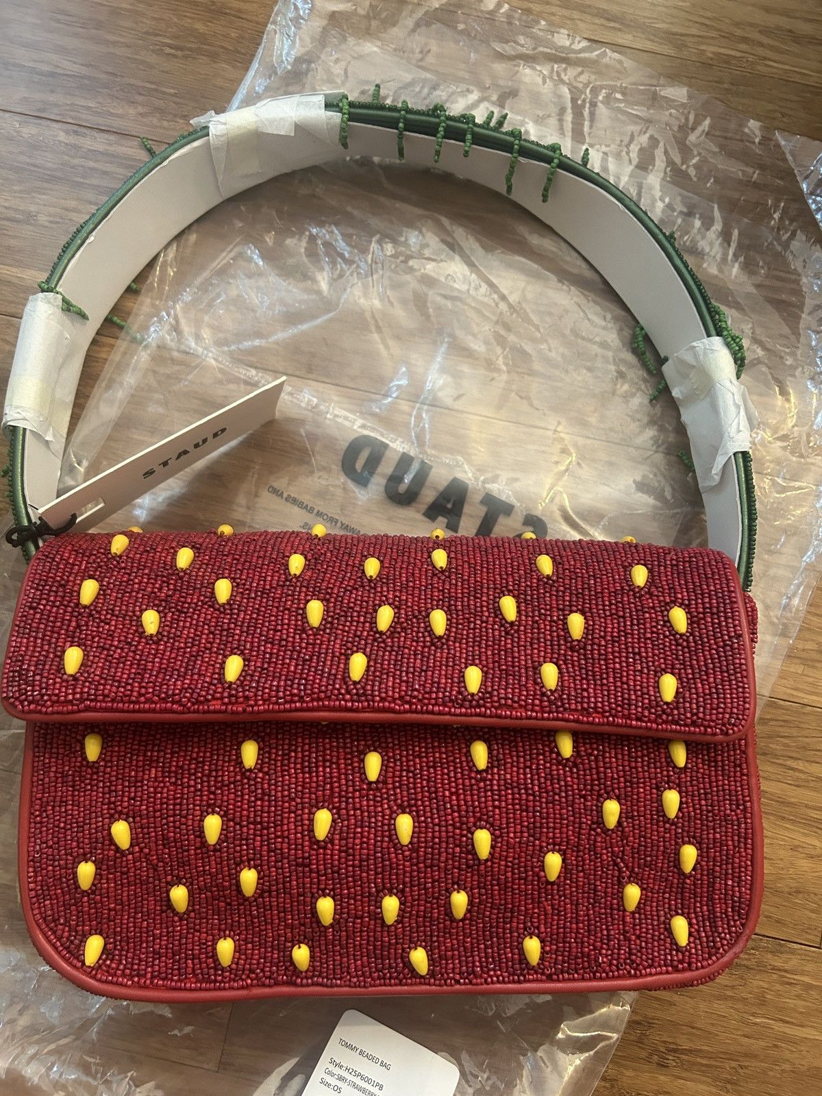 Staud Staud Tommy Beaded Bag Strawberry Dream Original Price $295 Size ONE SIZE - 6 Thumbnail