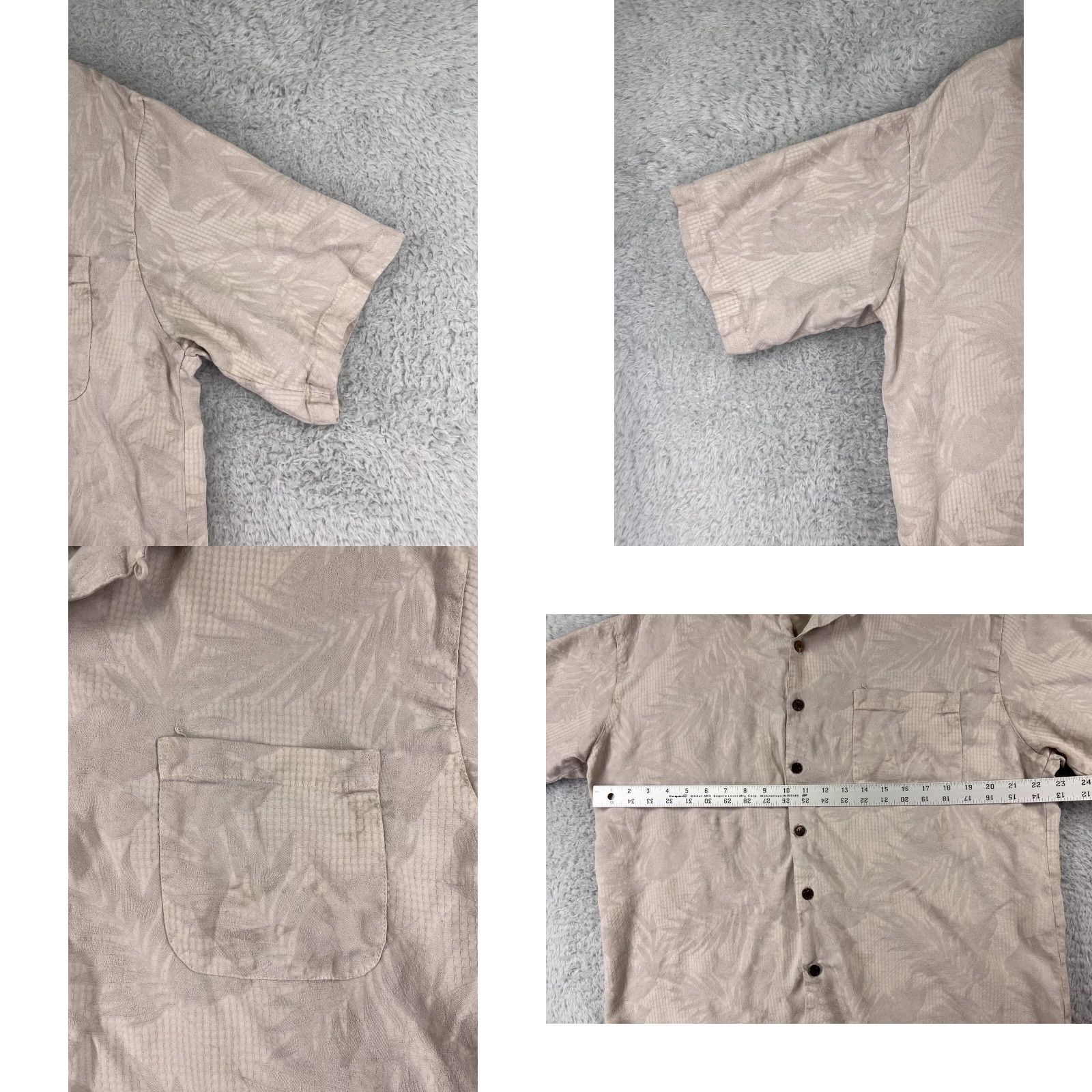 Tommy Bahama Tommy Bahama Shirt Mens Large Beige Silk Hawaiian Palm Leaf Button Up Size US L / EU 52-54 / 3 - 8 Thumbnail