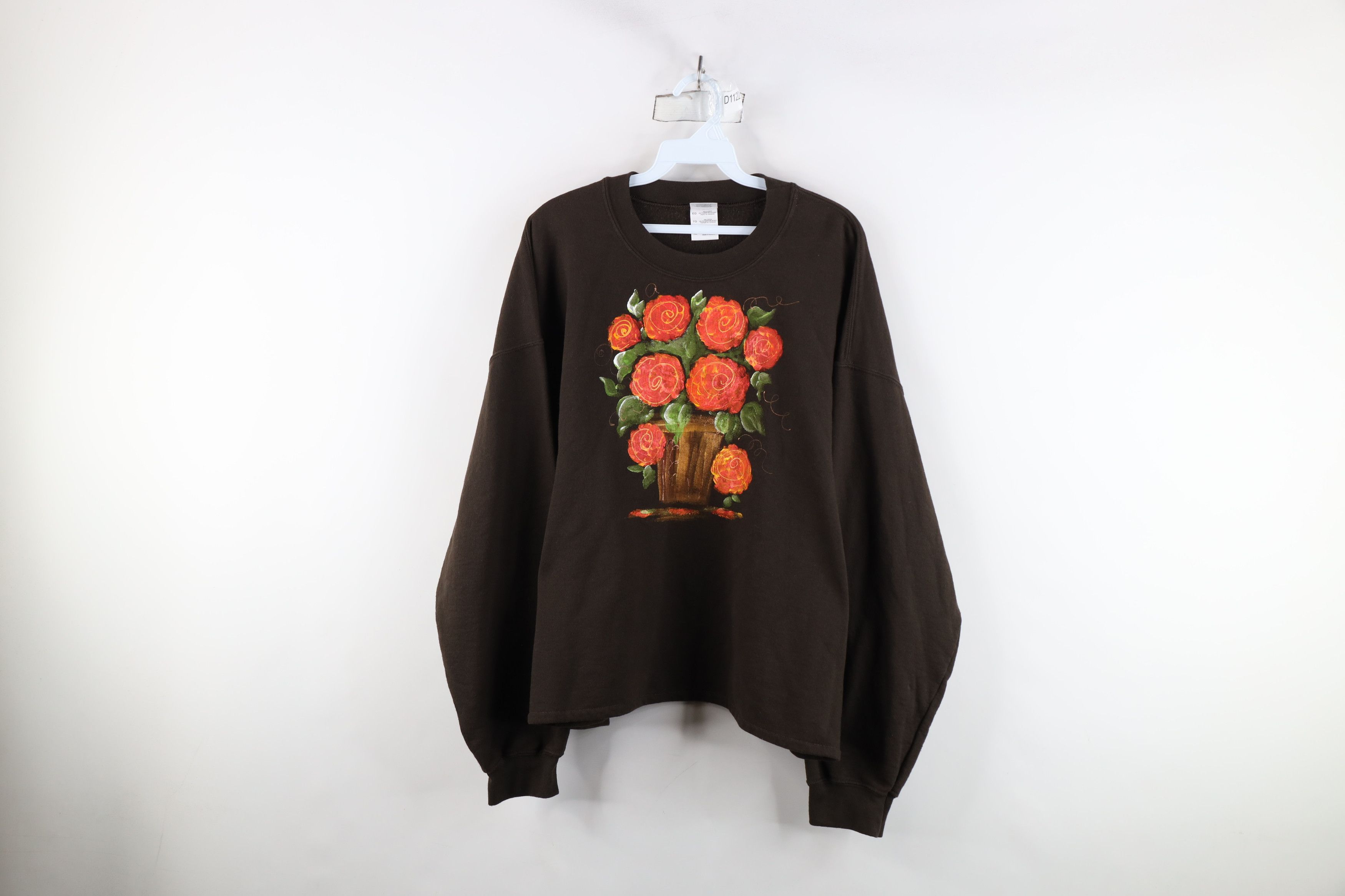 Vintage Vintage 90s Streetwear Painted Flower Crewneck Sweatshirt Size XL / US 12-14 / IT 48-50 - 1 Thumbnail