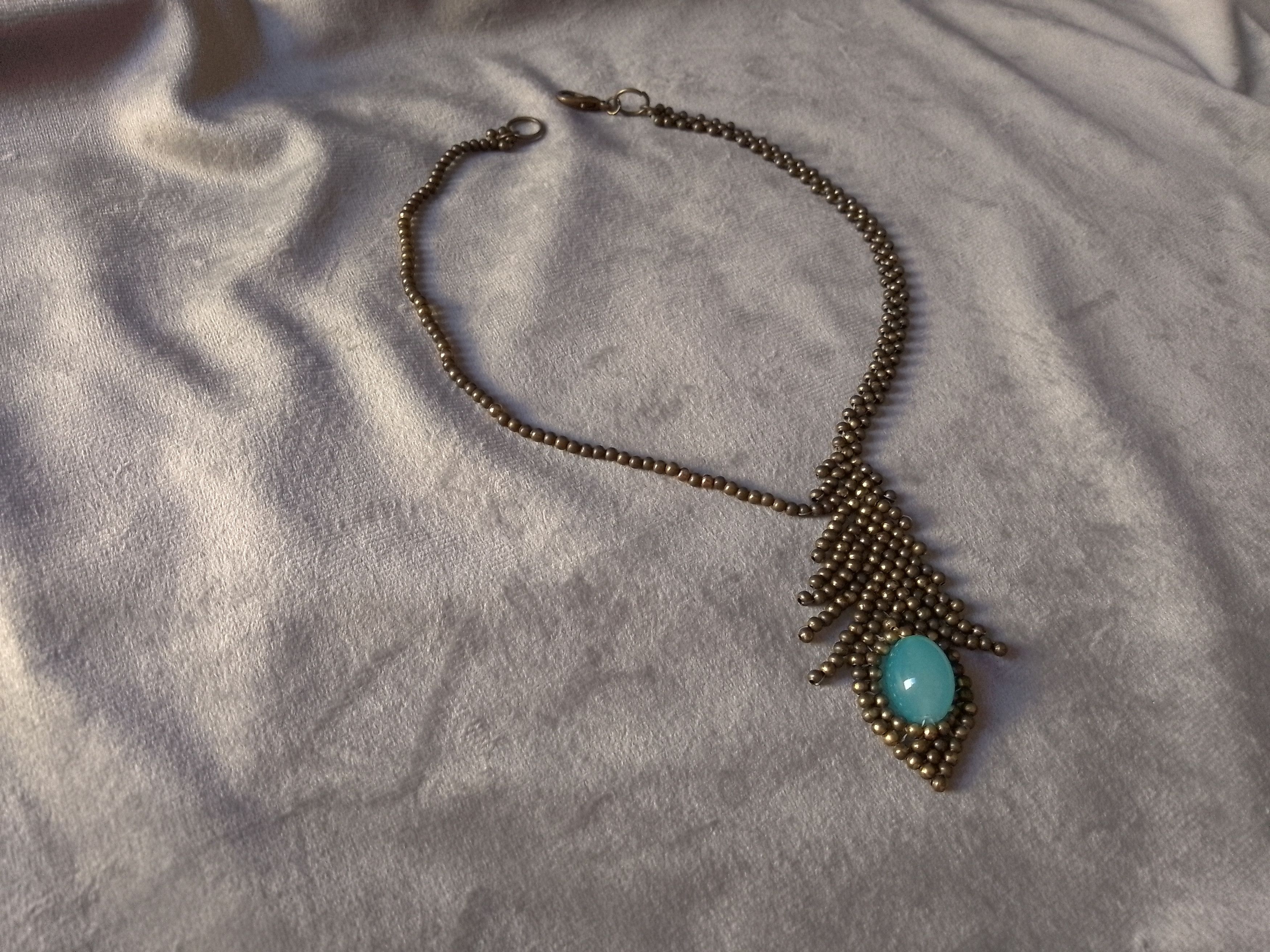 Handmade Necklace Vintage Beaded Feather Blue Crystal Antique Size ONE SIZE - 6 Thumbnail