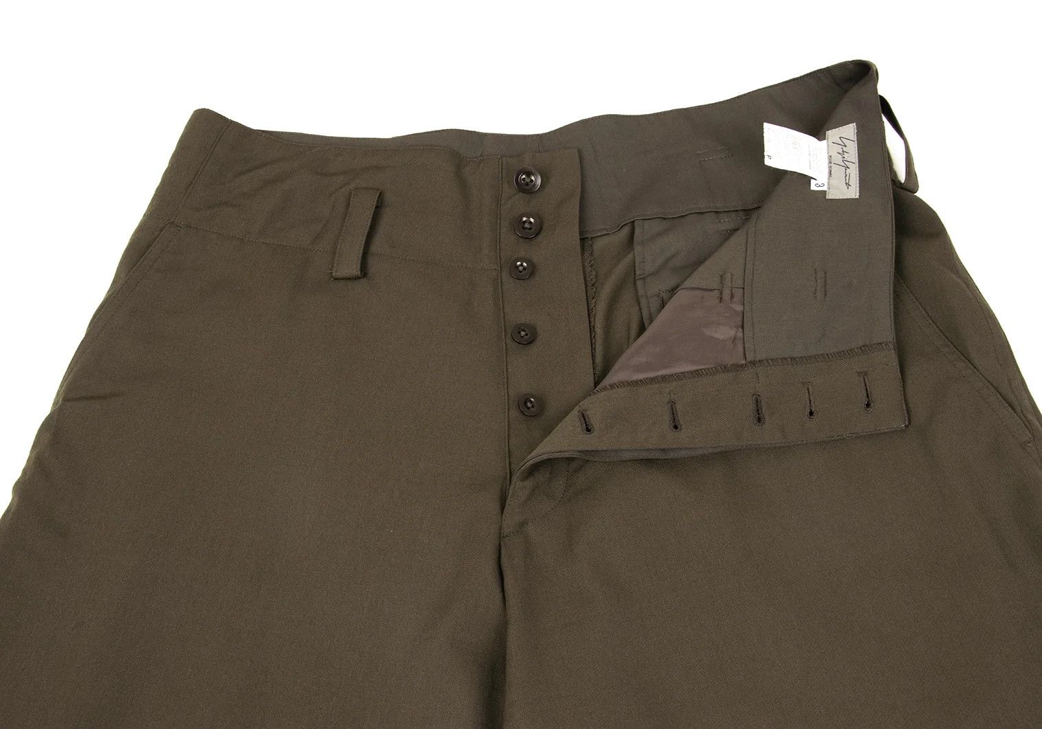 Yohji Yamamoto Wool Wide Pants Khaki