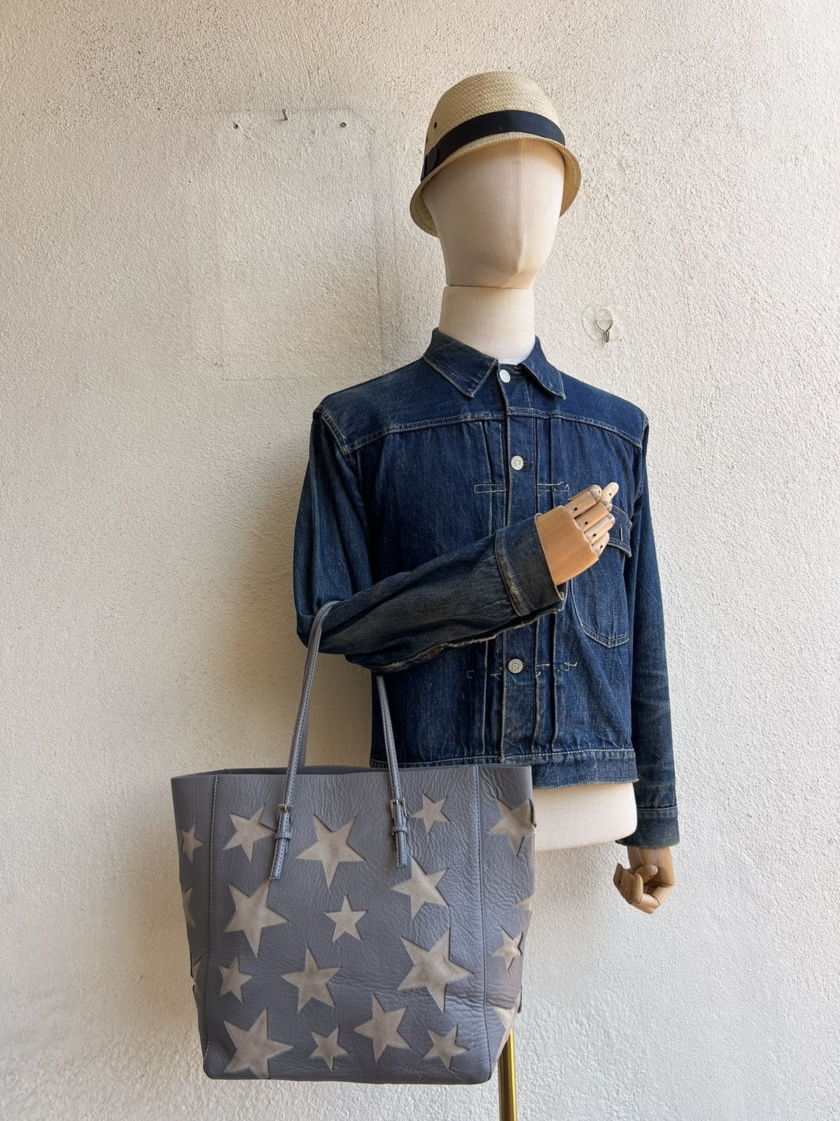 Leather Handmade Amantes Amentes Stars Patina Leather Tote Bag Size ONE SIZE - 4 Thumbnail