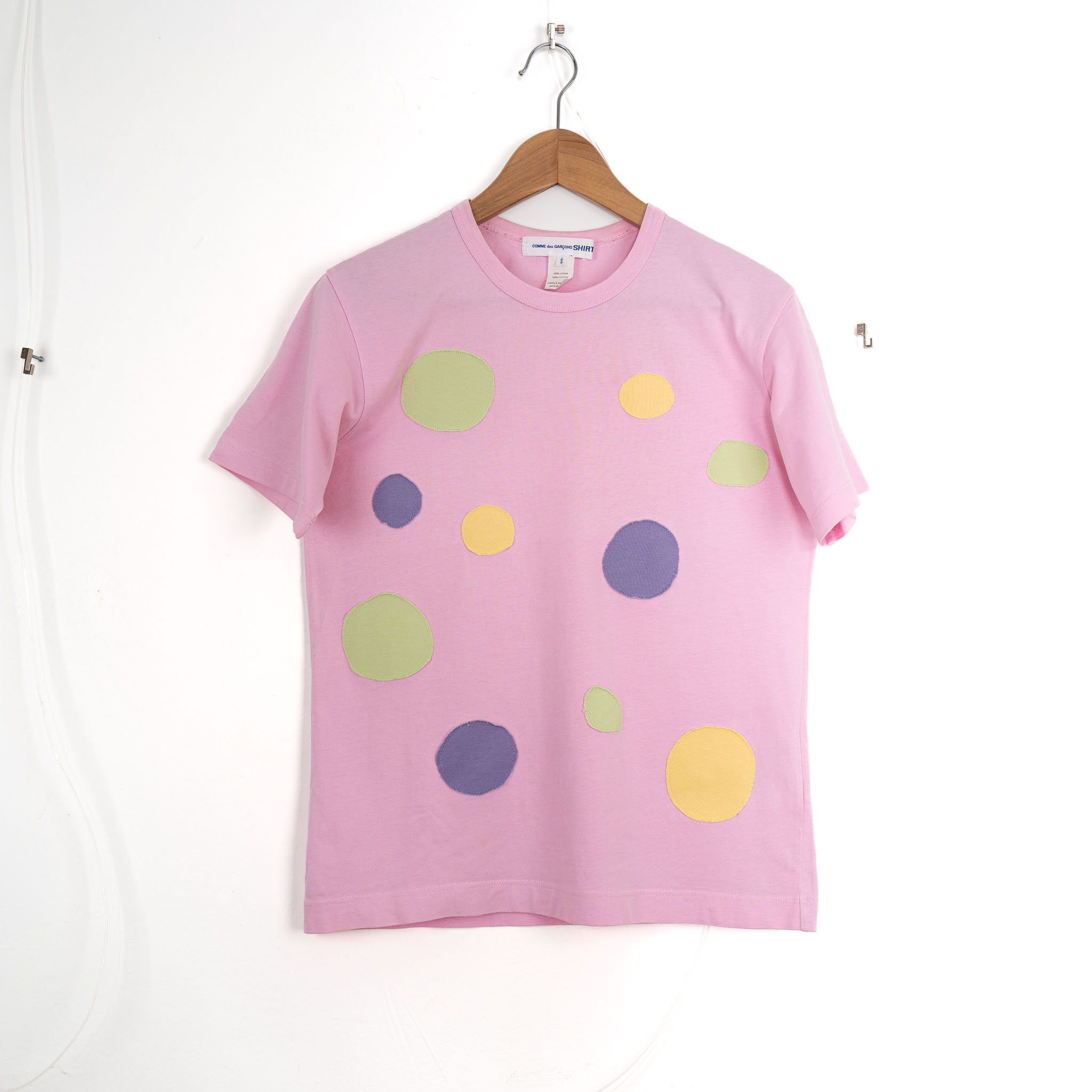 Comme des Garcons SHIRT Pink Dotted Patchwork T-Shirt Size S / US 4 / IT 40 - 1 Thumbnail