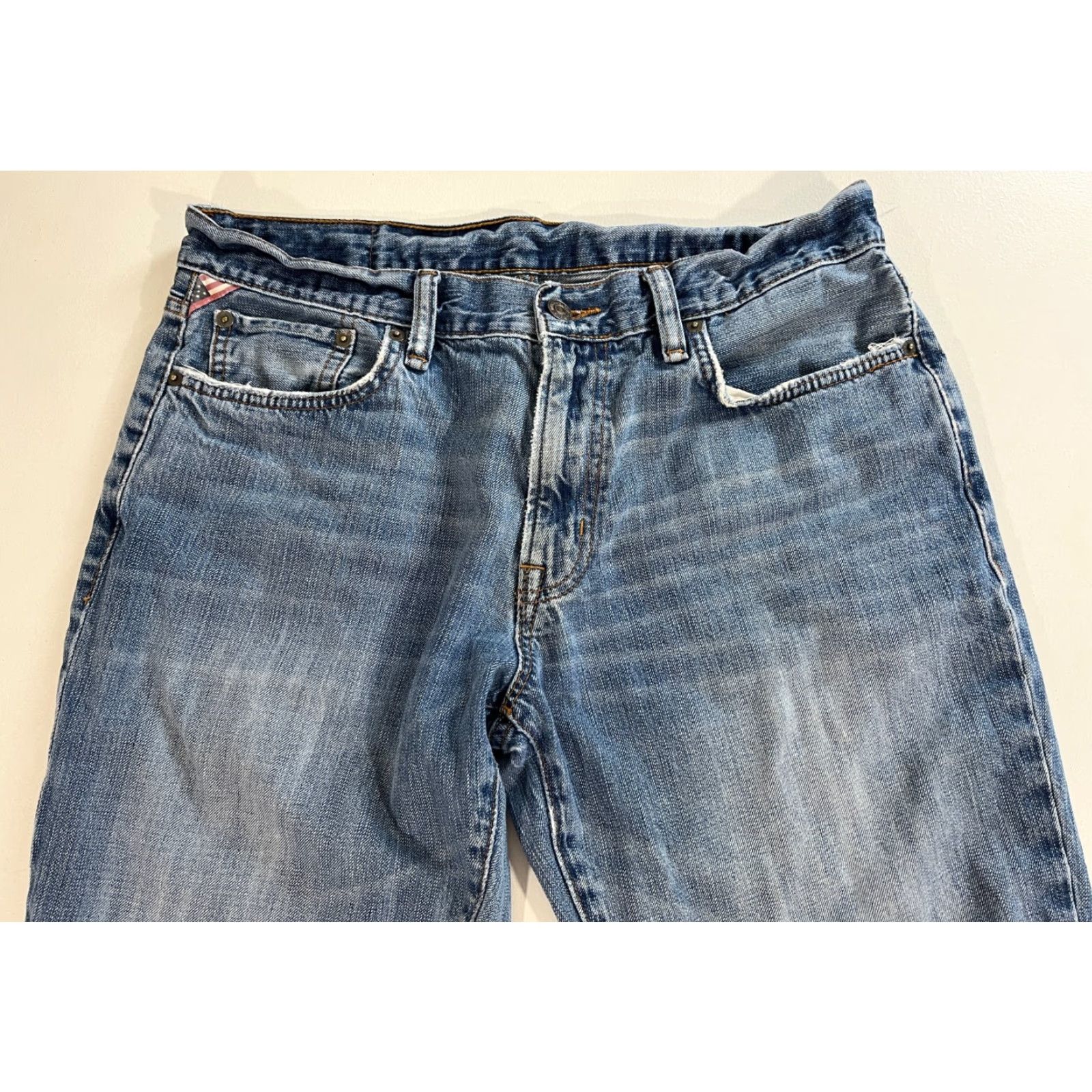 Vintage Denim & Supply Ralph Lauren Jeans Shirt Mens Vintage Slouch Regular 33x30 Blue Distressed Pockets 90s USA Size US 33 - 3 Thumbnail