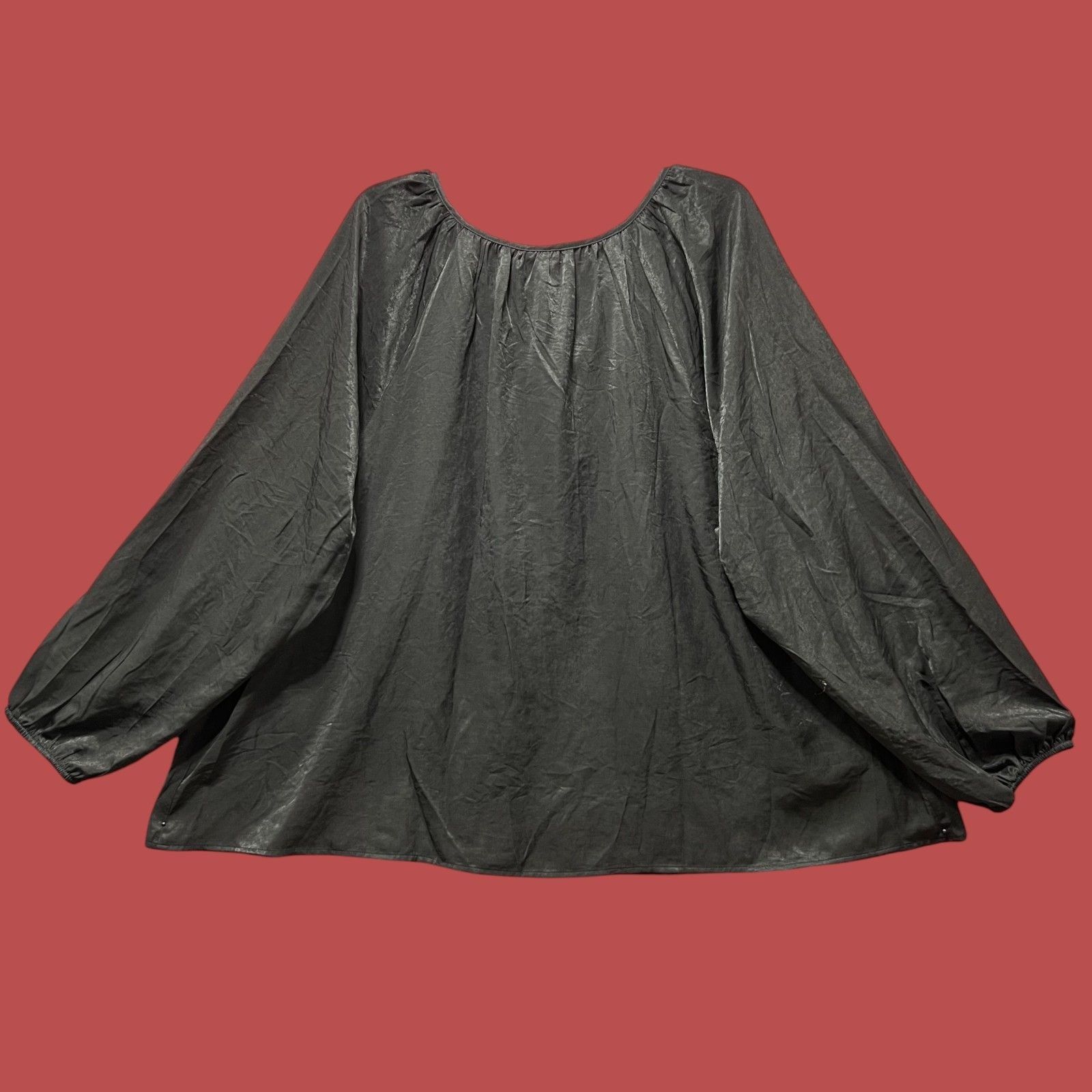 Other Ava & Viv - Women's V-Neck Balloon Sleeve Shirt - Black - 2X Size XXL / US 16-18 / IT 52-54 - 4 Thumbnail