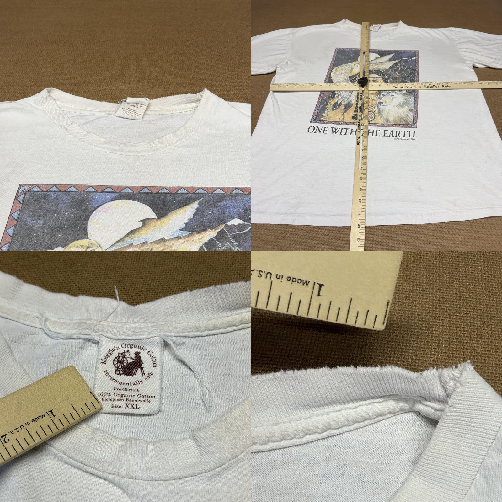 Vintage VINTAGE Maggie's Organic Cotton Shirt Mens 2XL White One With The Earth Tee 90s Size US XXL / EU 58 / 5 - 9 Thumbnail