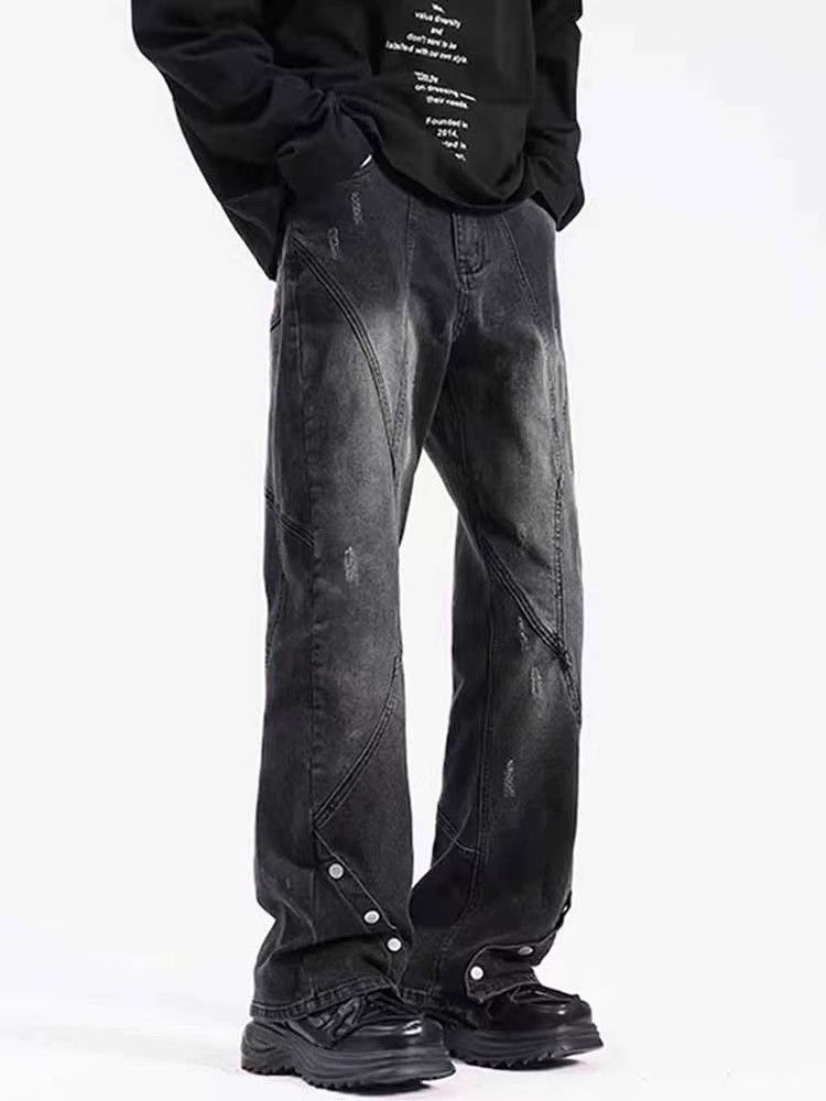 image of Vintage Micro La Washed Button Up Jeans in Black, Men's (Size 32)