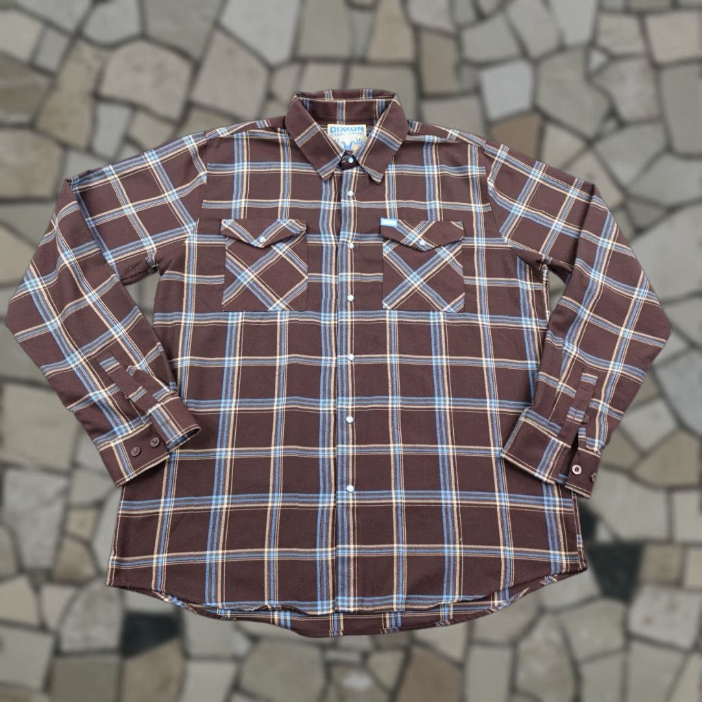 Vintage Dixxon Flannel Shirt Mens 2XL Tall Brown Plaid Pearl Snap Anniversary Edition Size US XXL / EU 58 / 5 - 1 Thumbnail