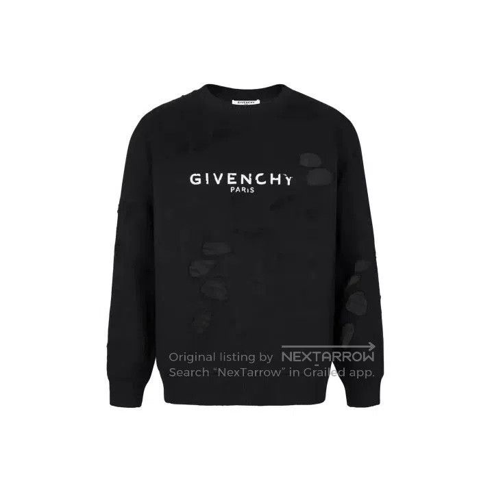 Givenchy Givenchy Paris Distressed Crewneck Long-Sleeve Sweater. Size US XS / EU 42 / 0 - 1 Thumbnail