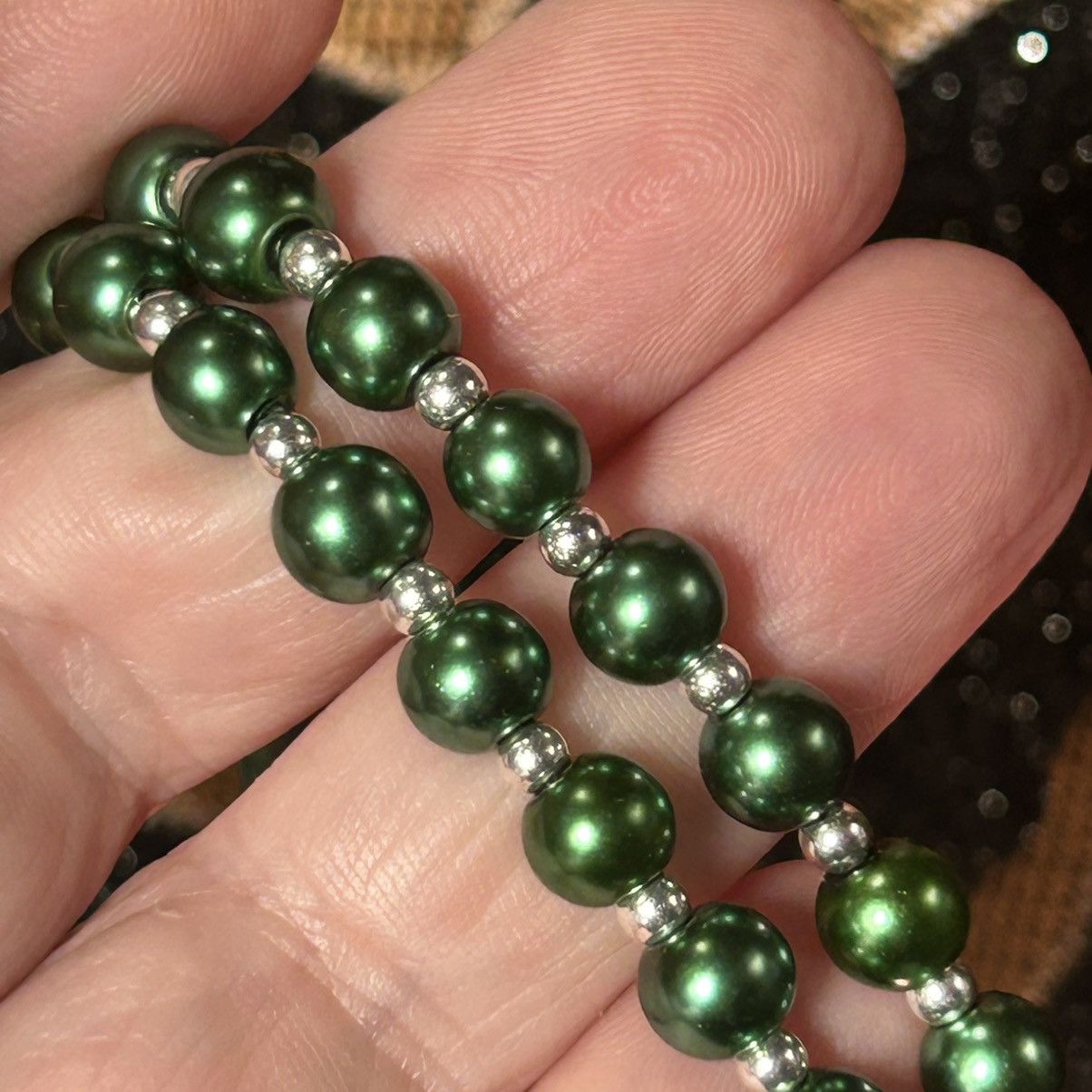 Handmade Handcrafted elegant double strand Czech glass pearl necklace Size ONE SIZE - 6 Thumbnail