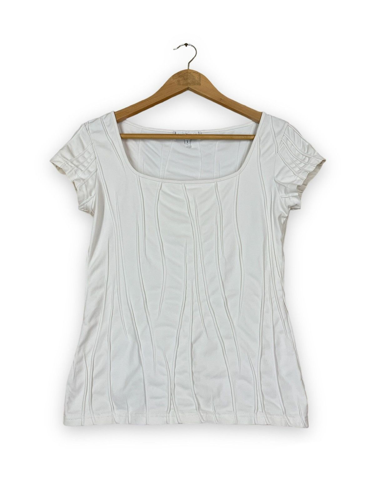 Designer ANNE FONTAINE PARIS Made in FRANCE Stretch Short Sleeve Top White T-Shirt Size M / US 6-8 / IT 42-44 - 6 Thumbnail