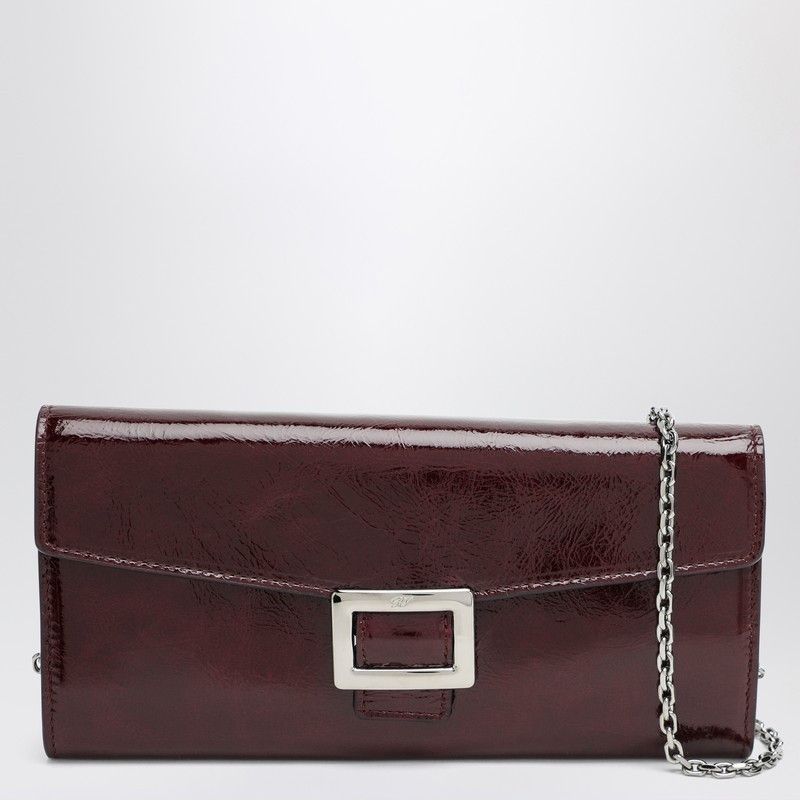 Roger Vivier Roger Vivier Belle Vivier Dark Violet Patent Leather Wallet With Chain Size ONE SIZE - 1 Thumbnail