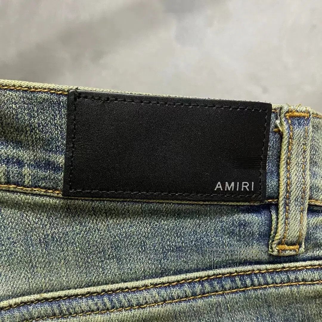 Amiri amiri Blue leather-patchwork pants with zipper denim| Size 26" / US 2 / IT 38 - 3 Thumbnail