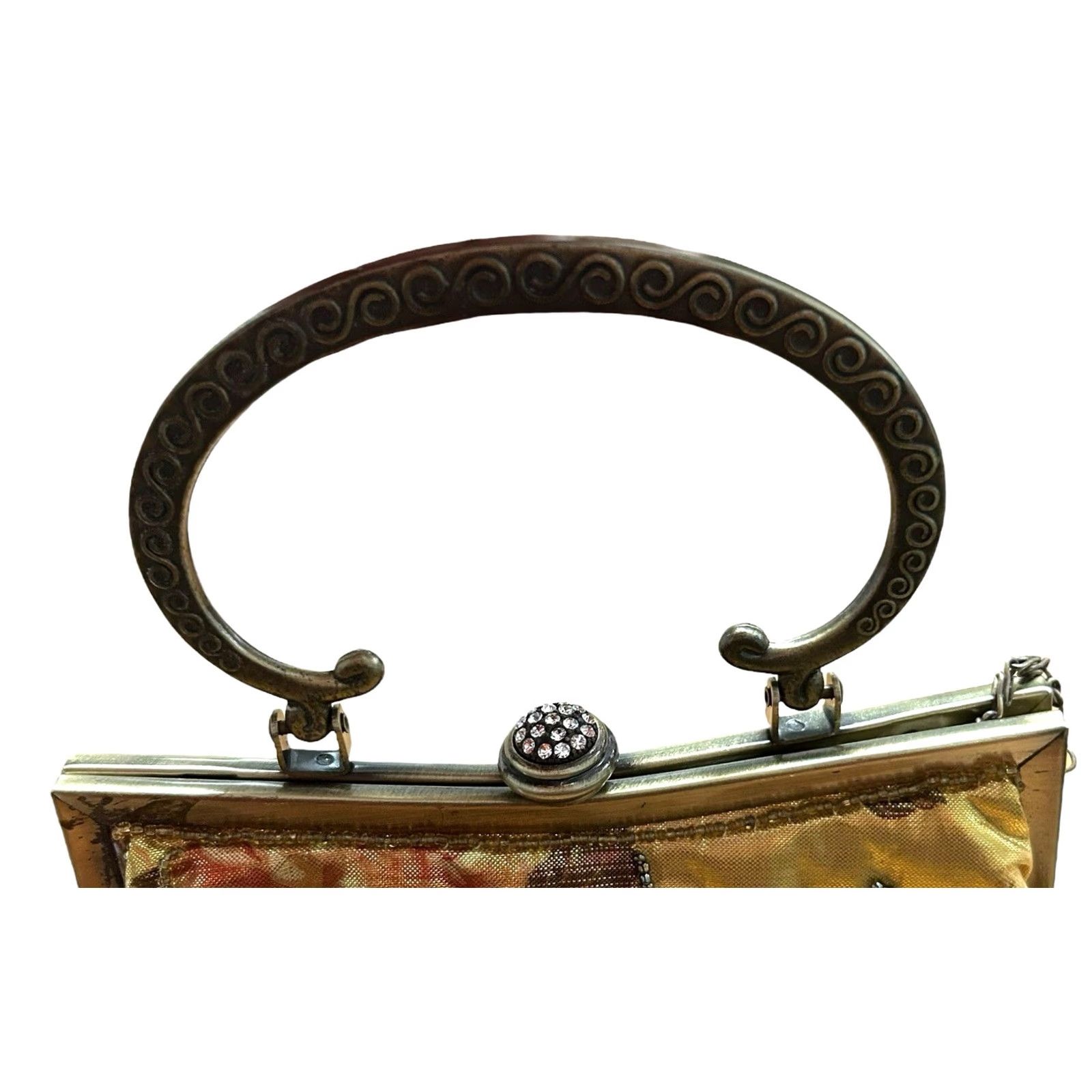 Vintage VINTAGE IN’S Beaded Metallic Floral ShoulderBag Kiss Lock Women Purse ChainStrap Gold Eveningwear Women Size ONE SIZE - 6 Thumbnail