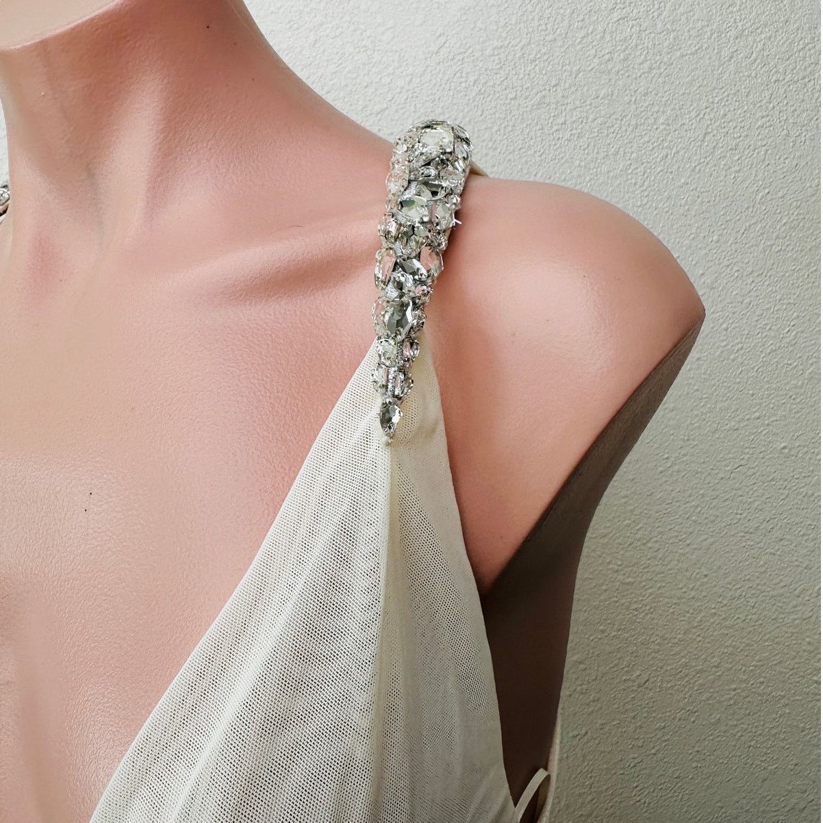 Other NWT David Koma Cream Crystal Claw Draped Mesh Dress US 6 Size M / US 6-8 / IT 42-44 - 9 Thumbnail