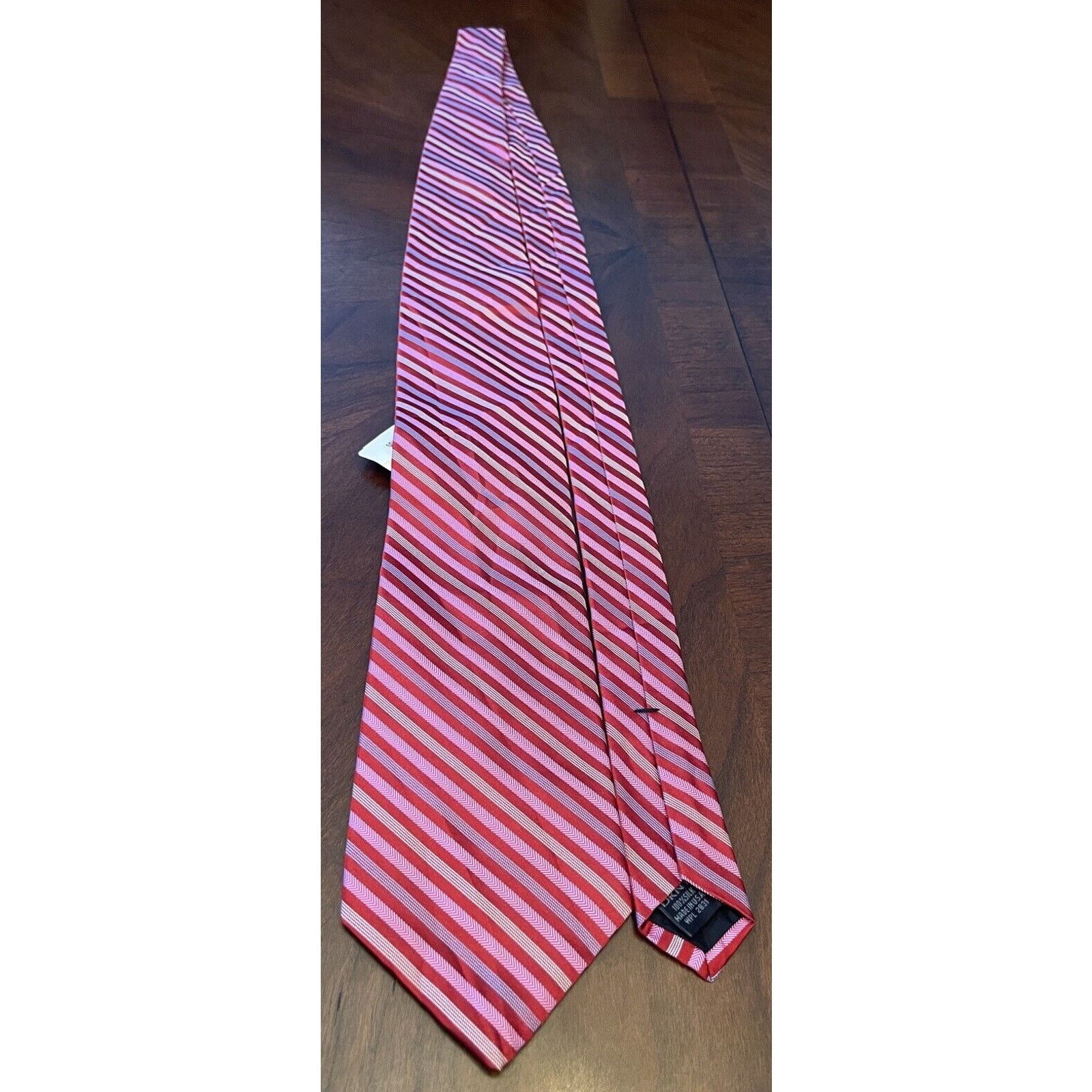 DKNY Dkny Red Pink 100% Silk Men’s Neck Tie Made In Usa Size ONE SIZE - 3 Thumbnail