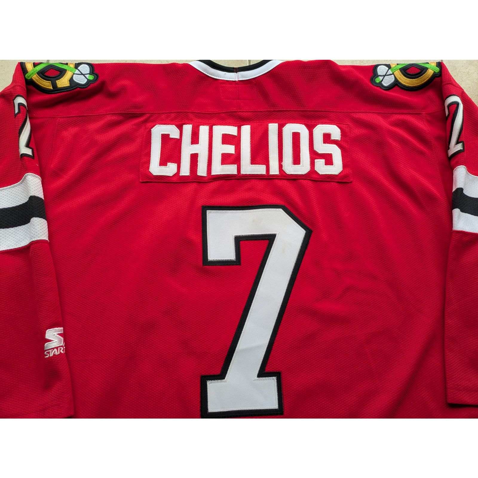 NHL × Starter CHELIOS Chicago Blackhawks 90s jersey XL red hockey vintage Size US XL / EU 56 / 4 - 6 Thumbnail
