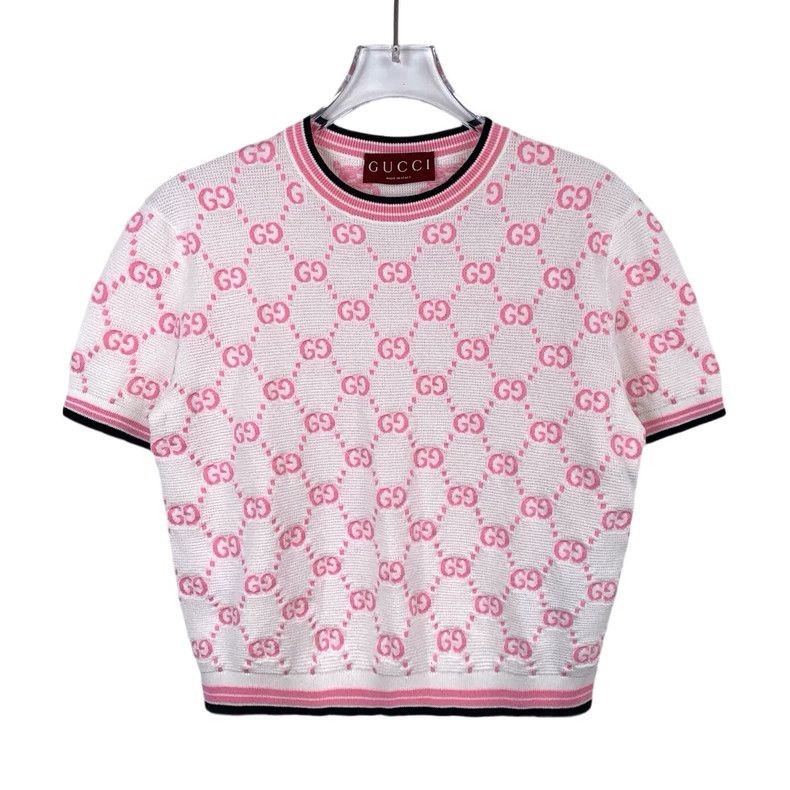 Gucci Gucci 24 new pink and white color matching round-neck cotto Size US XS / EU 42 / 0 - 1 Thumbnail
