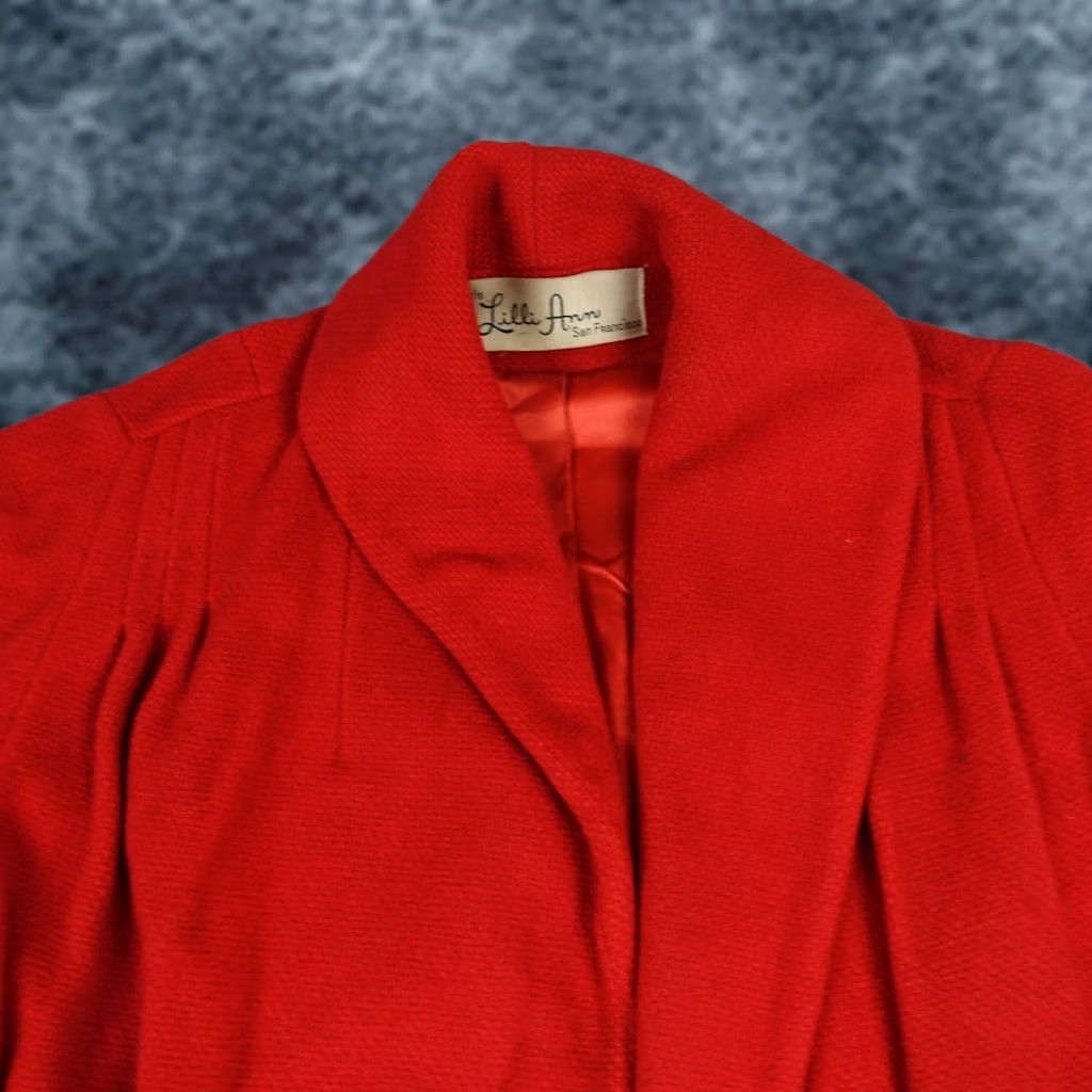 Vintage VINTAGE Lilli Ann Coat Womens Large Red Wool Overcoat 50s Paris San Francisco Size L / US 10 / IT 46 - 1 Thumbnail
