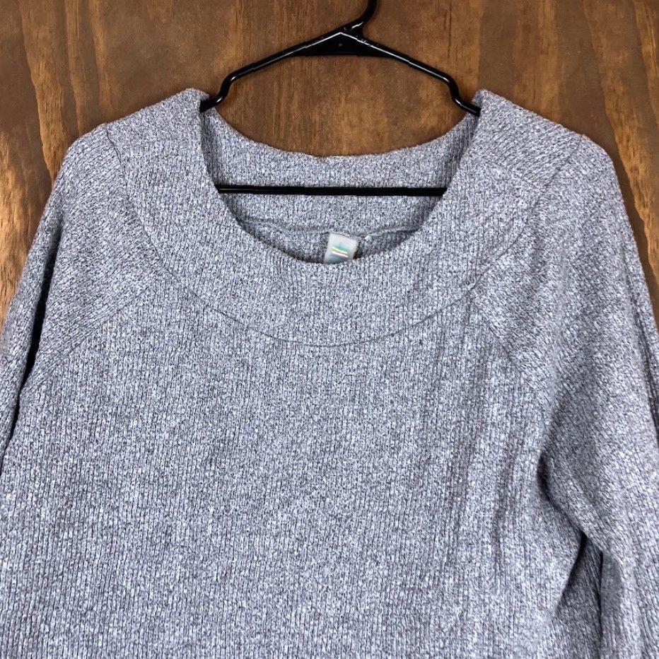 Vintage Tropik Womens Sweater Charcoal Ribbed Boat Neck Long Sleeve Knit Stretch Large Size L / US 10 / IT 46 - 2 Thumbnail