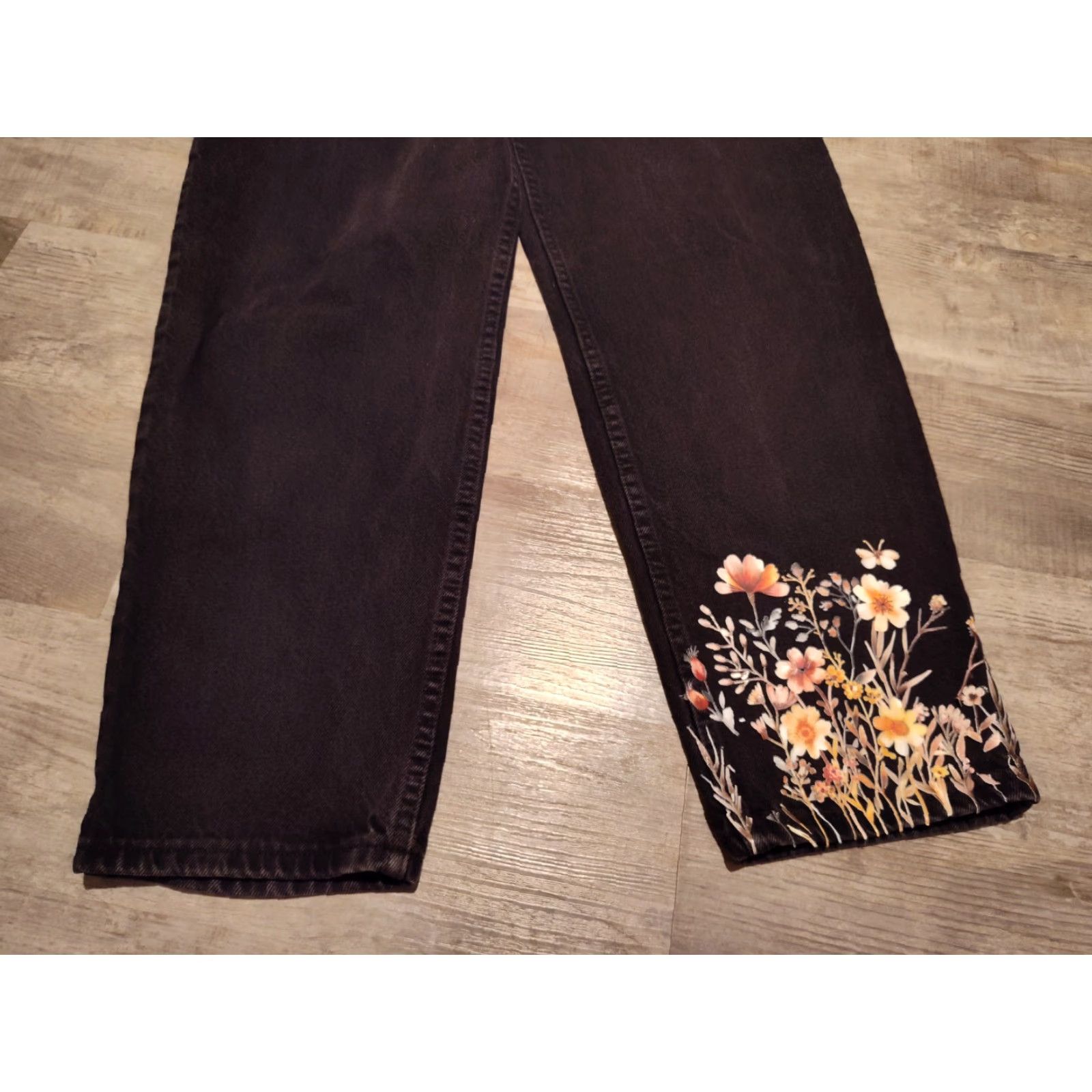 Vintage VINTAGE ZENA Mom Jeans Black High Rise Women's Size 16 100% Cotton US Made Floral Paint 90s Fashion Size 38" / US 16 / IT 52 - 3 Thumbnail