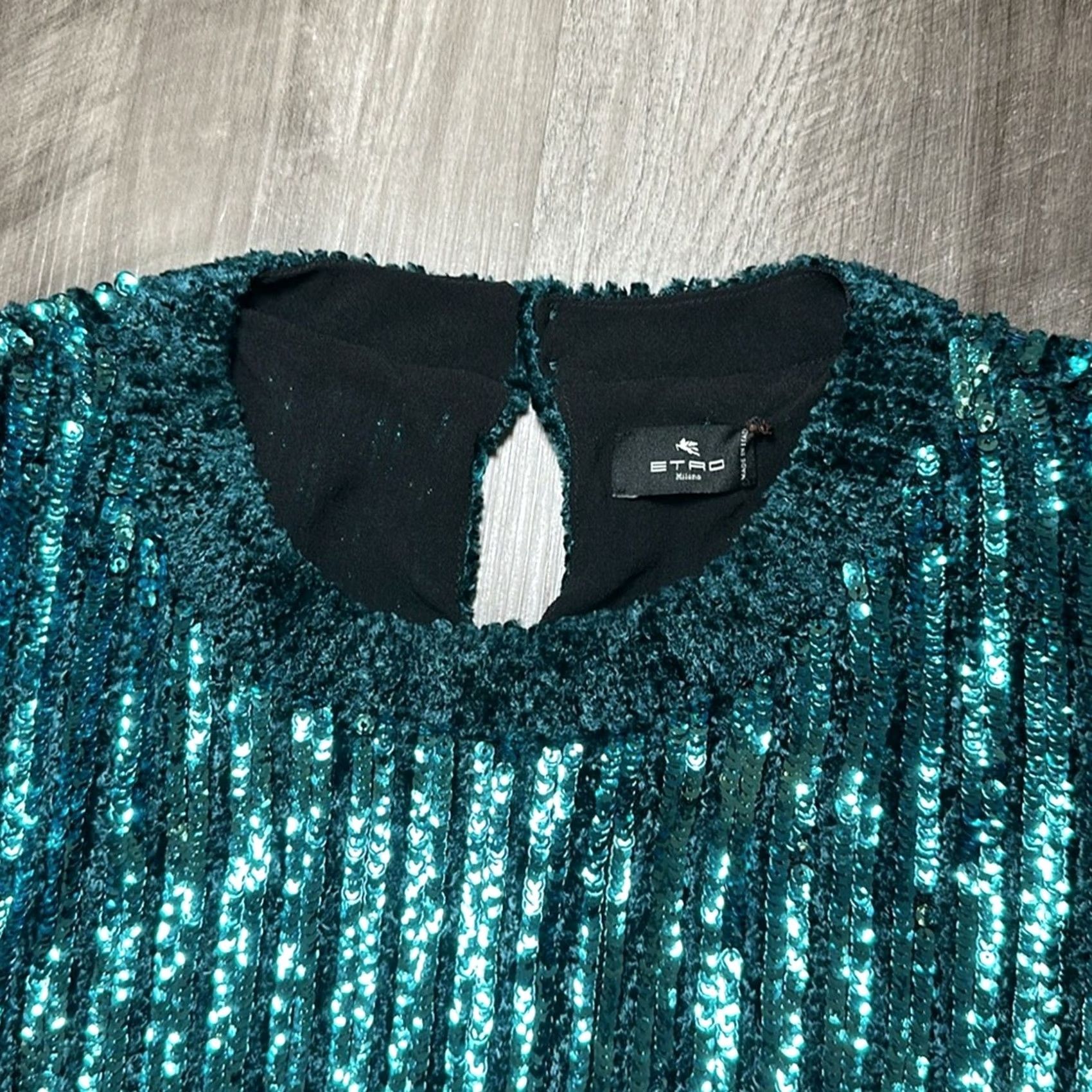 Etro ETRO Teal Sequin Fringed Jumper Top - 46 US Womens Regular Size M / US 6-8 / IT 42-44 - 6 Thumbnail