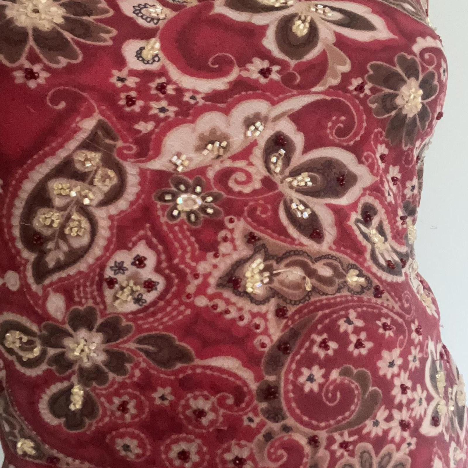 Other Red and brown floral blouse with 3/4 length sleeves Size L / US 10 / IT 46 - 7 Thumbnail